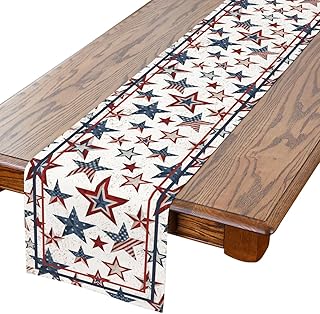 4th of July Table Runner, 4th of July Decorations for Home Stars Memorial Day Decor Blue Red Patriotic Decor for Home Inde...