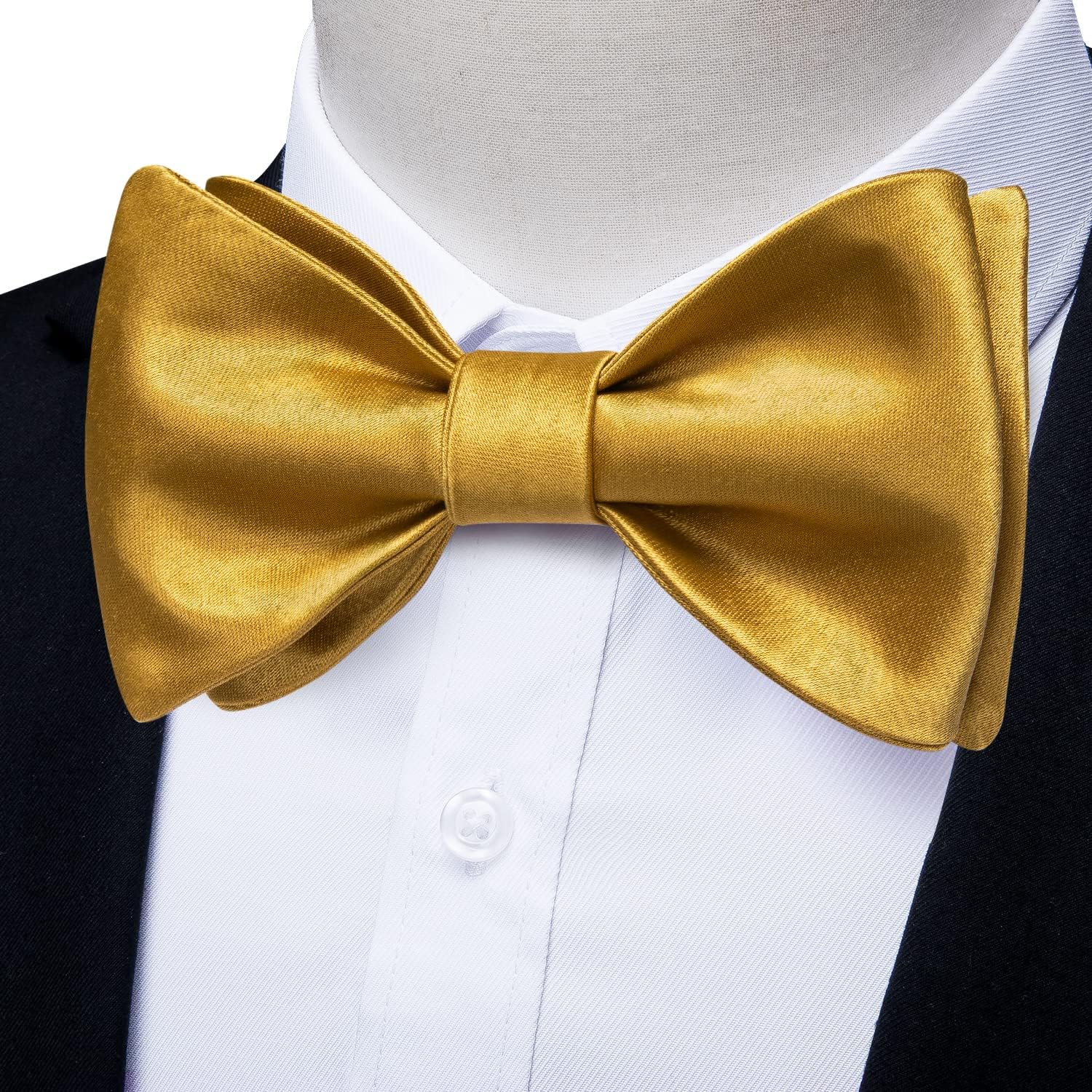 DiBanGu Mens Silk Self Bow Ties,Woven Solid Bowtie and Pocket Square Cufflinks Set for Men Tuxedo Wedding