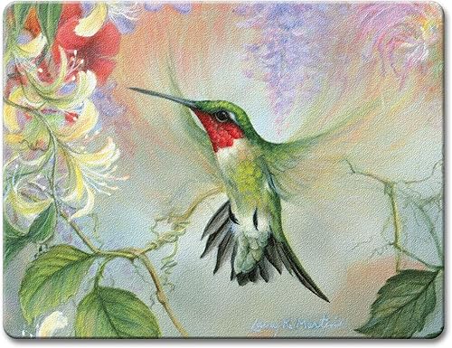 Ruby Hummingbird Natures Gift of Feathers Tabla de cortar grande de vidrio templado Highland Graphics