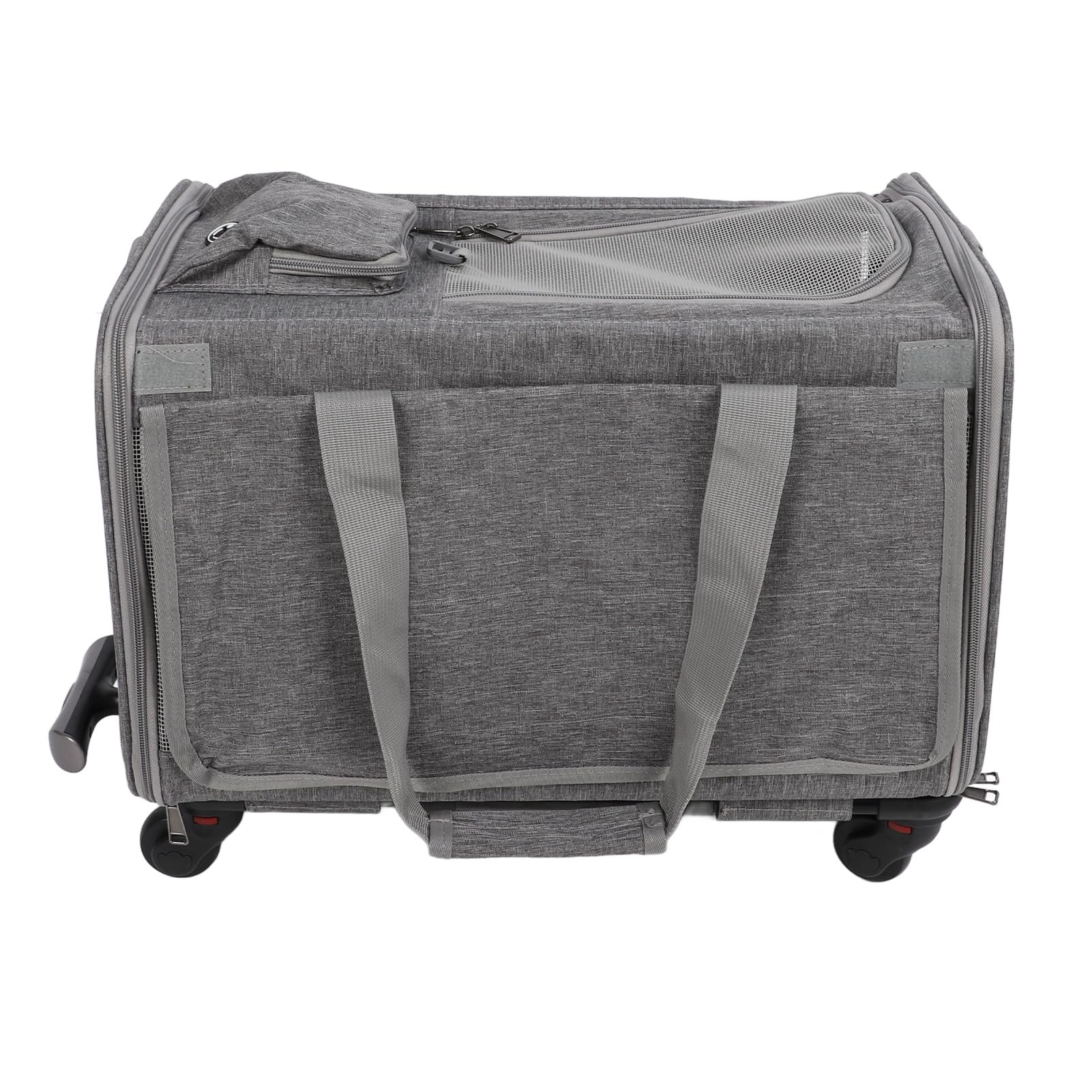 Cryfokt Transportín para Perros con Ruedas, Diseño Plegable, Ajustable para Facilitar el Viaje, Adecuado para Corgis y Bulldogs, 18,5x11,81x11,81 Pulgadas (Gray)
