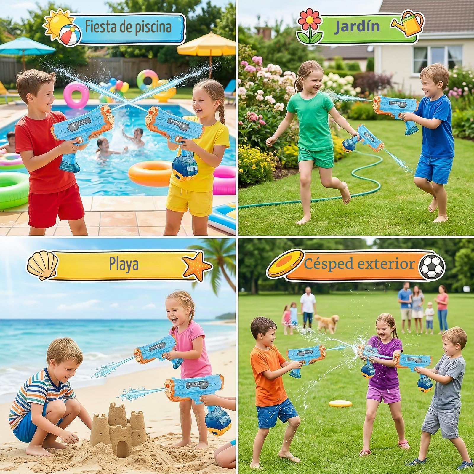 Pistola de Agua eléctrica Potente Pistola de Agua automática para niños y Adultos Pistola de Agua y Suelo 2 en 1 depósito de 500 ml + 75 ml y Rifles de Agua eléctricos para Piscinas de Verano