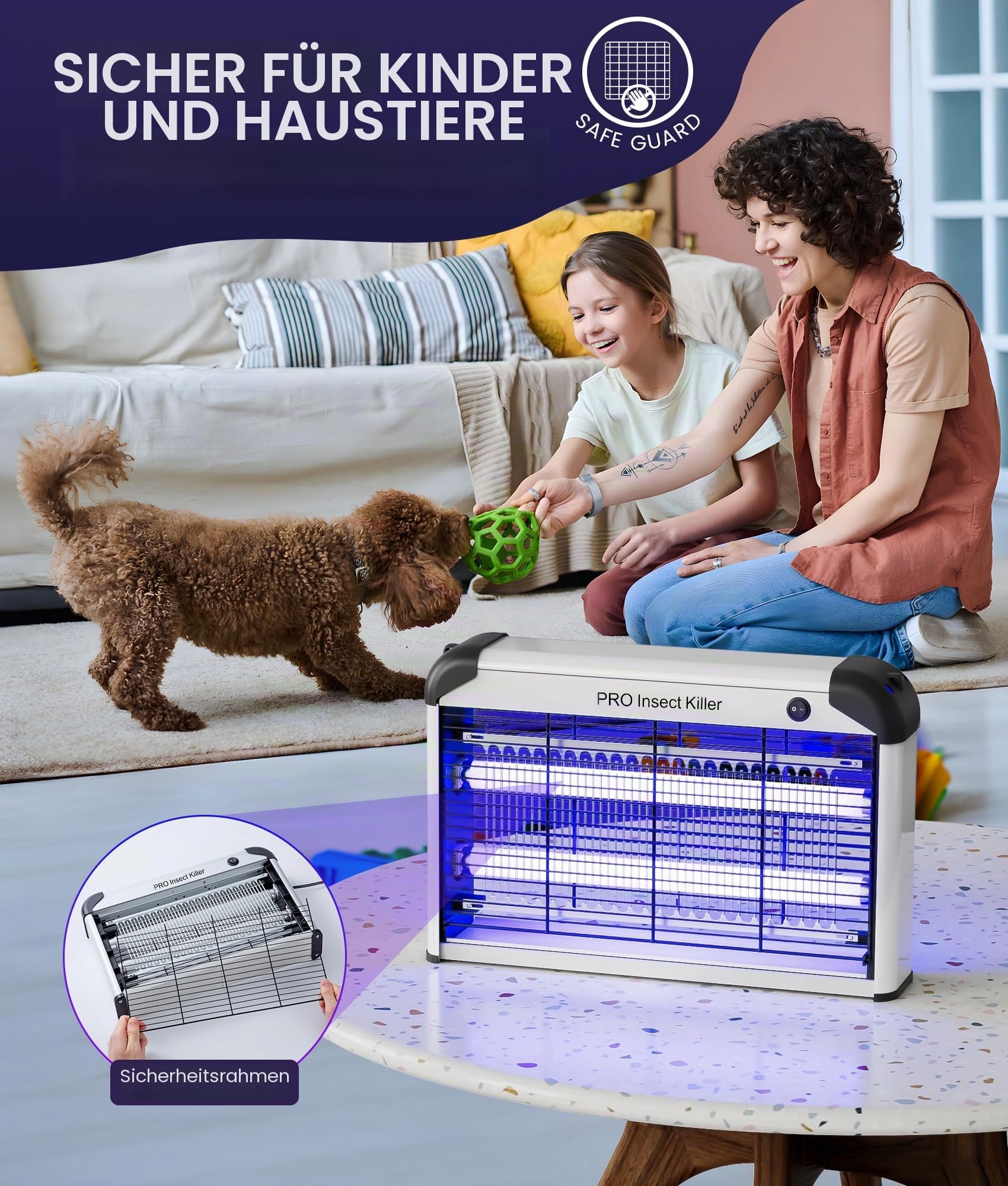Spectracide 2400V Wirksam Insekten UV Licht Lampe, UV Insektenvernichter Elektrisch Innen, 20W Leistungsstark Hängende Fliegenfalle Fliegenfänger Küche Wohnzimmer Restaurant Bauernhöfe