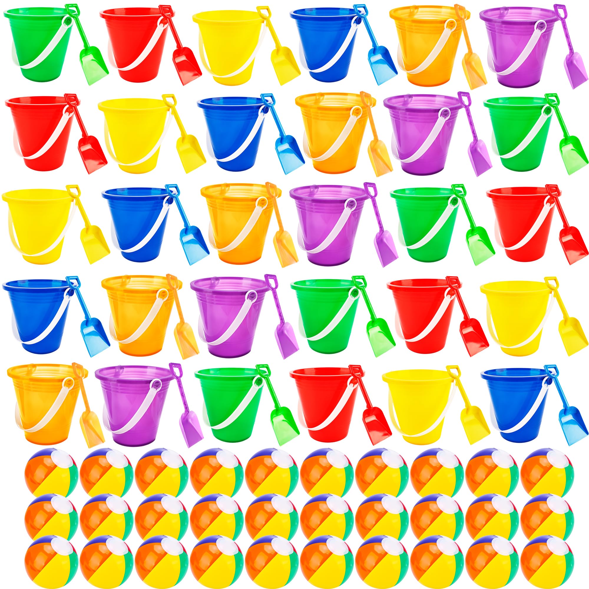 Juego de 30 regalos para estudiantes de fin de año del profesor, 30 cubos de arena, 30 palas y 30 pelotas de playa, para preescolar, jardín de infantes, regalos de verano, regalos de fiesta de piscina