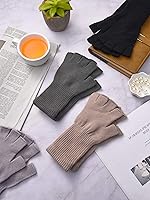 Vista 6 de Guantes sin dedos para mujer, guantes de medio dedo de invierno, elásticos, sin dedos, unisex