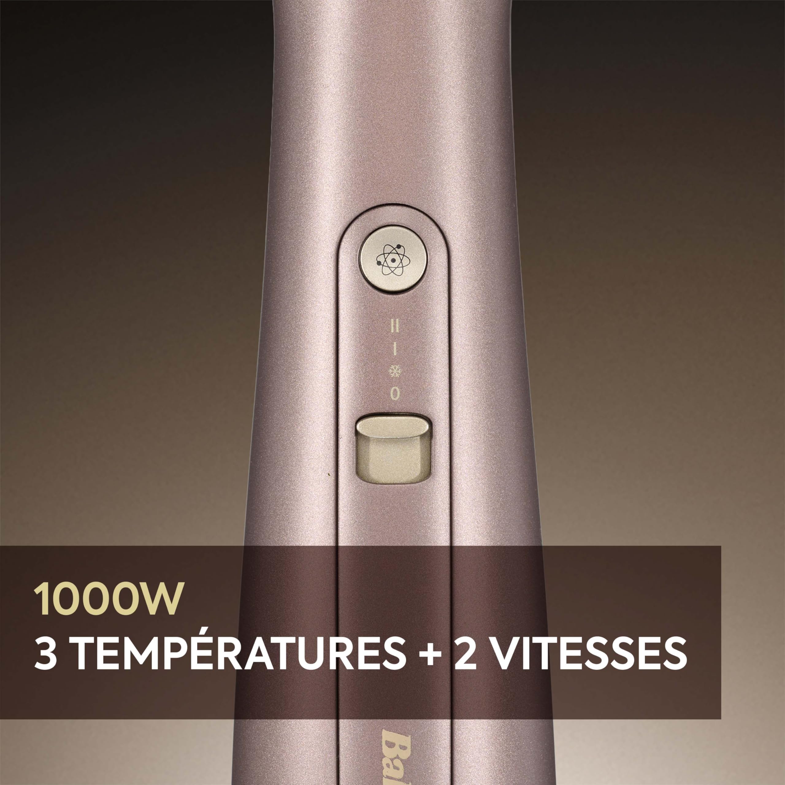 BaByliss Brosse soufflante Air Power Volume - Séchage et brushing, 2-in-1 - Sur cheveux secs ou mouillés, 3 réglages de température, Ionique & Céramique, Doré, AS95E