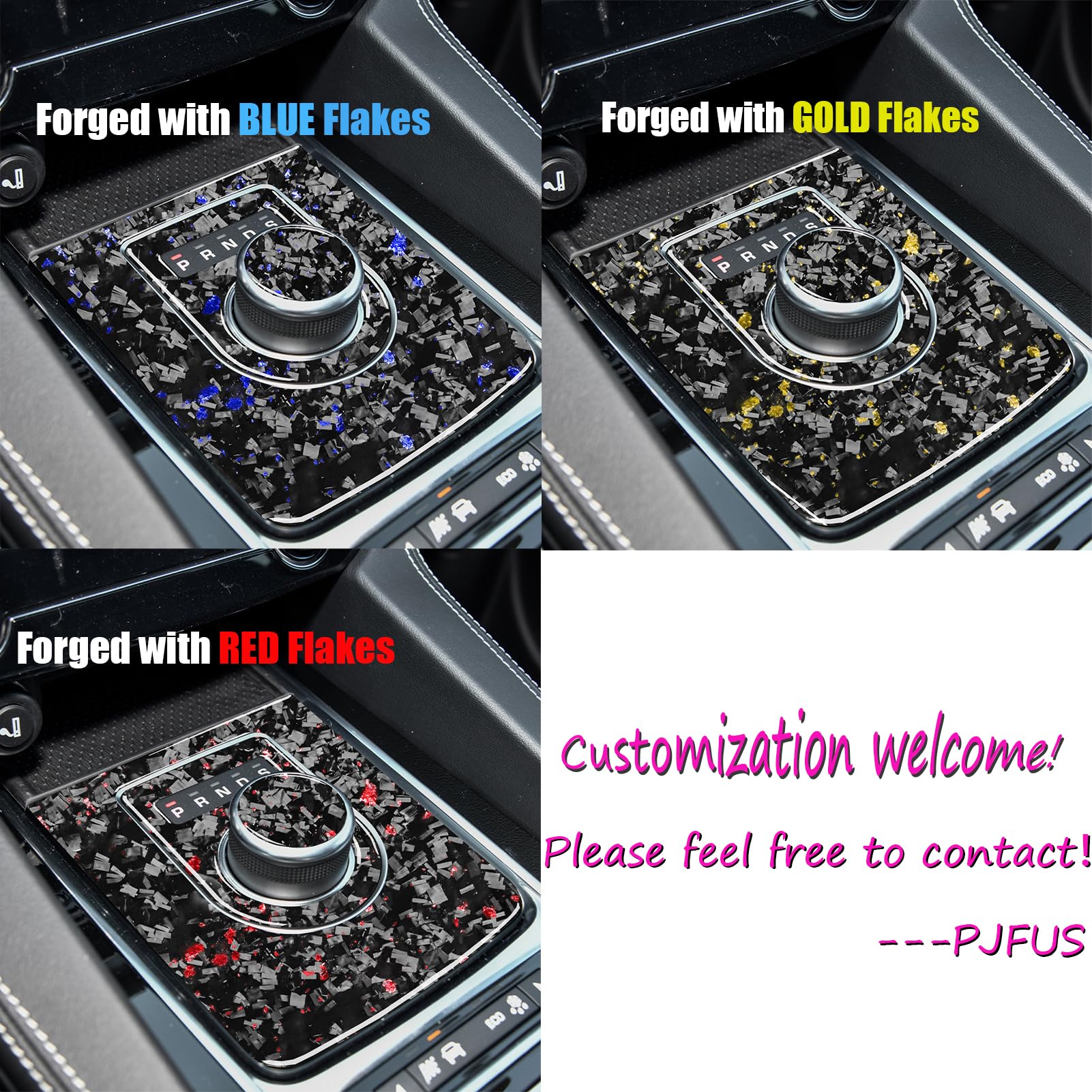 Real Bright Black Forged Carbon Fiber Car Outer A B Pillar Post Door Pull Handle Switch Decoration Kit — view 7