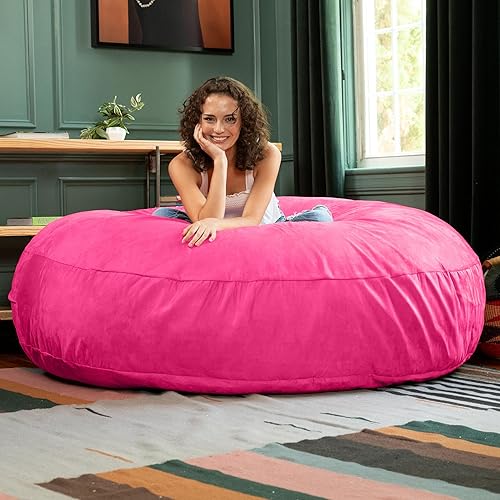 Miniatura 7 de Jaxx Cocoon de 6 pies - Puf grande para adultos, microgamuza fucsia