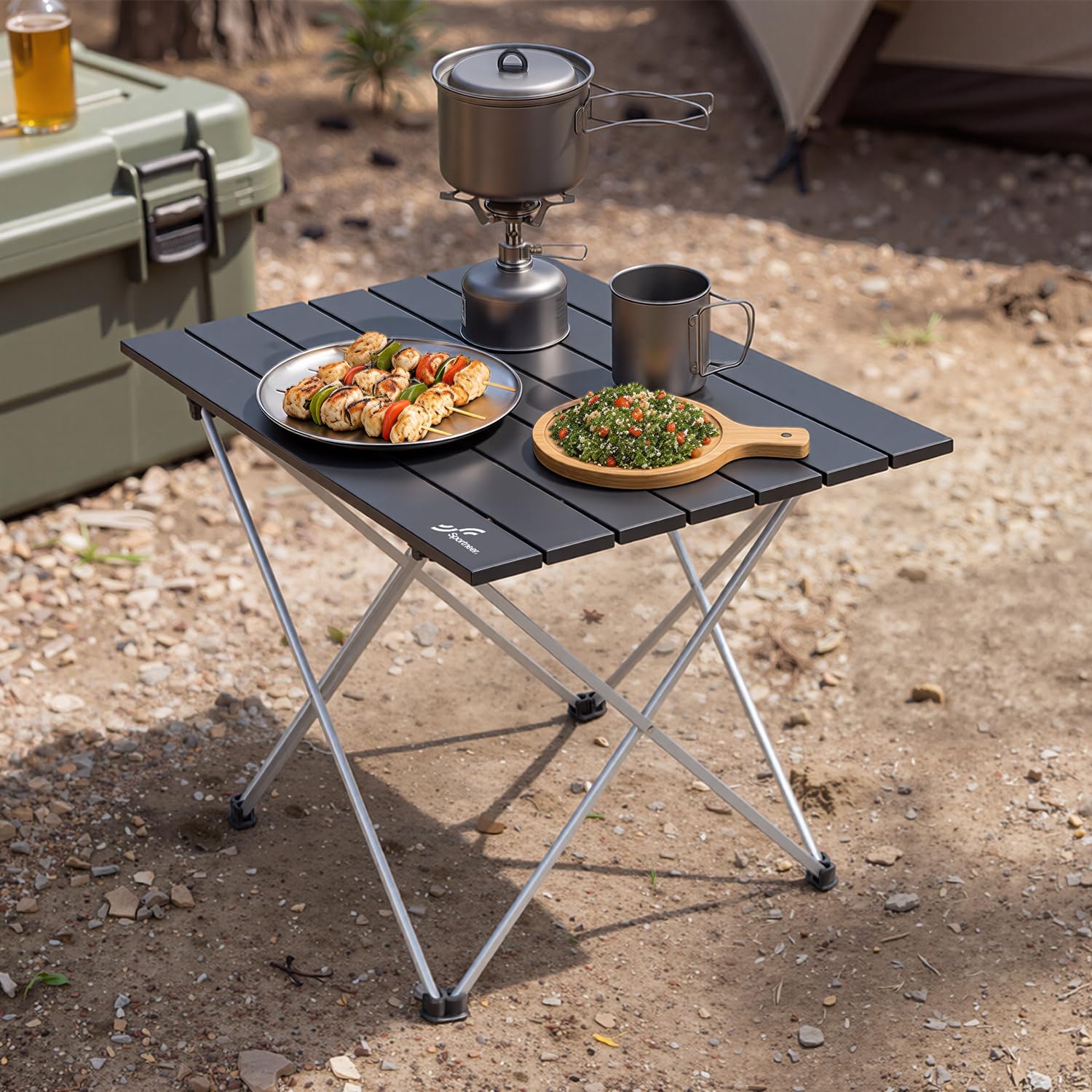 Sportneer Tavolino Pieghevole, Tavolino Pieghevole In Alluminio Portatile, Tavolo Pieghevole Campeggio Per Picnic, Campeggio, Spiaggia, Escursionismo, Viaggi