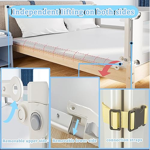 Miniatura 5 de Barandillas de cama de 74.8 pulgadas para niños pequeños, barandilla de cama plegable vertical para cama de seguridad para bebé, para cama