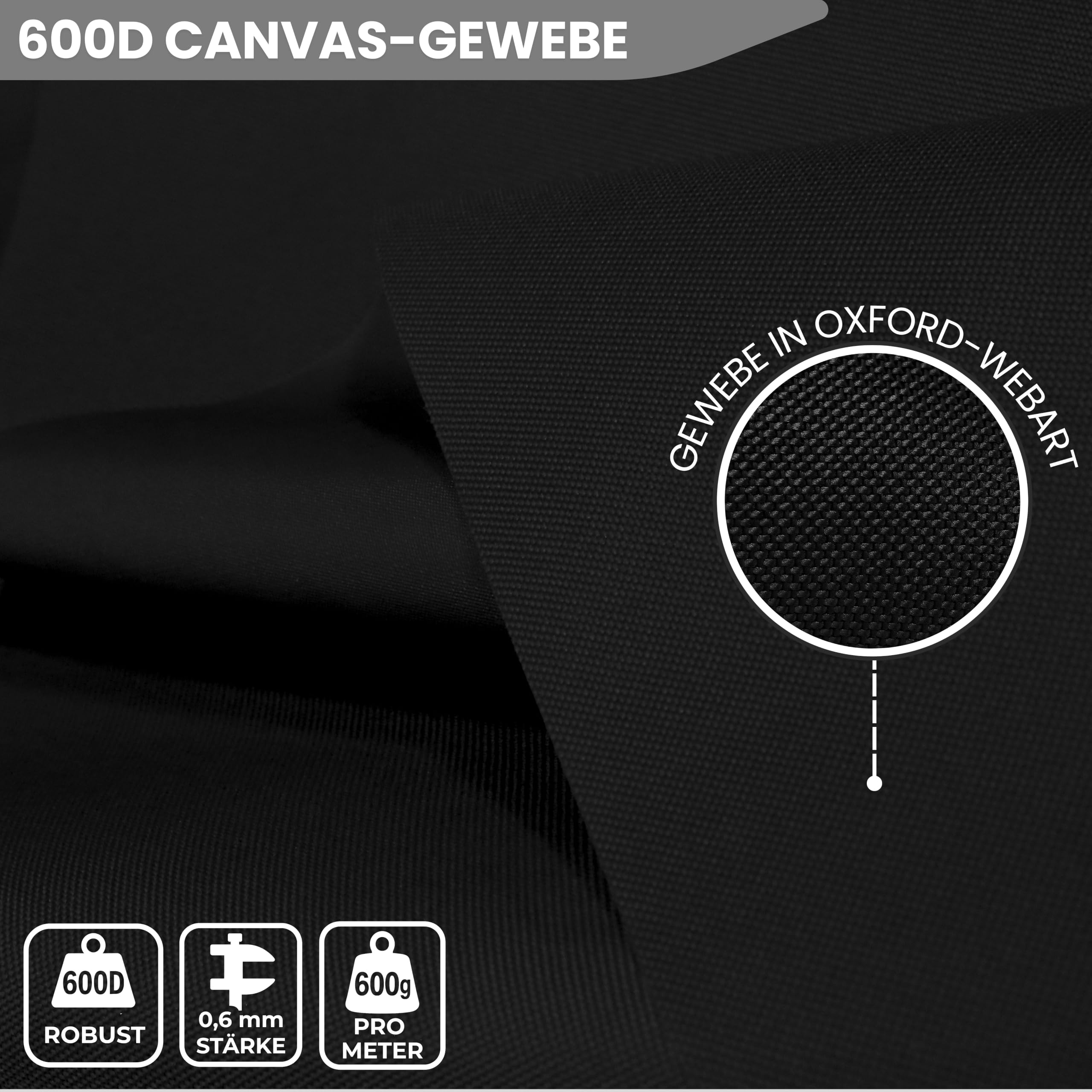 A-Express Schwer Pflicht Strapazierfähiger Dicker wasserdichter Segeltuchstoff 600D Outdoor Abdeckplane Meterware - Schwarz 5 Meters (500cm x 150cm)
