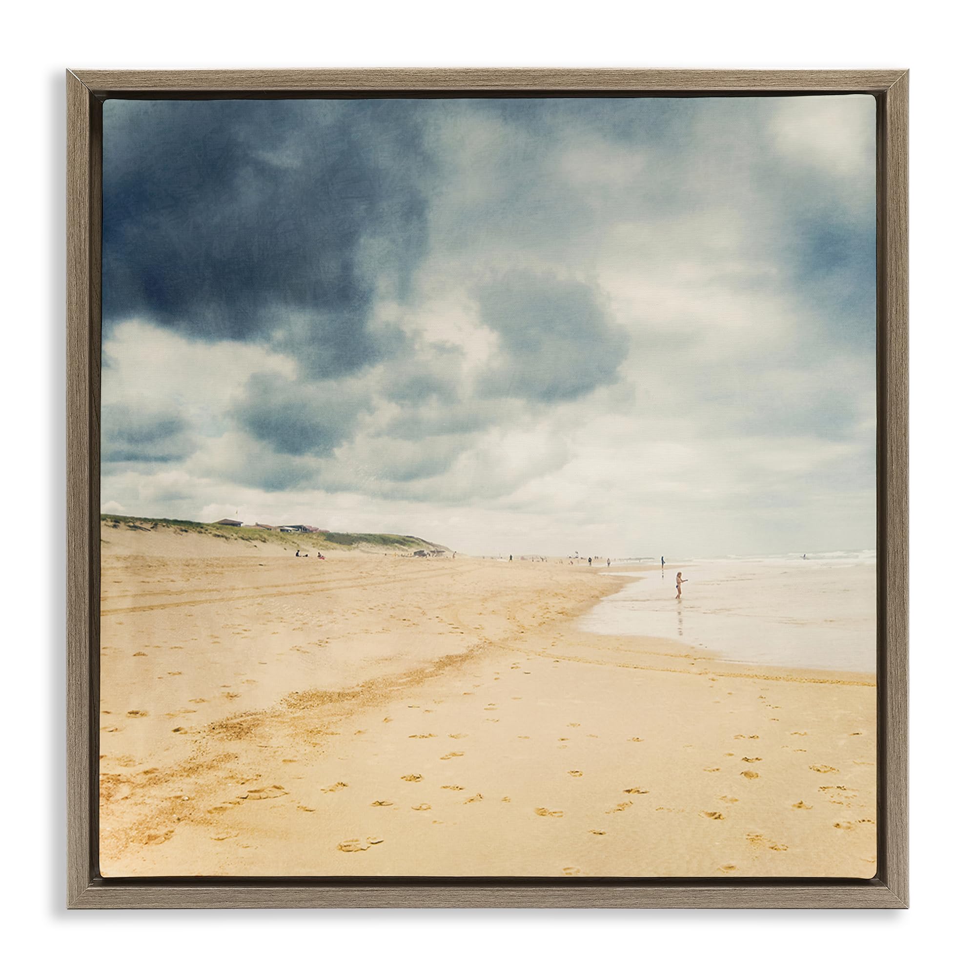Stupell Industries Montalcino Elm (Textured) 'Beach On A Cloudy Day', Floating Frame Canvas Art, Brown, 18 X 18 Inches, Easy To Hang And Sturdy, Made In Usa, By Dirk Wüstenhagen