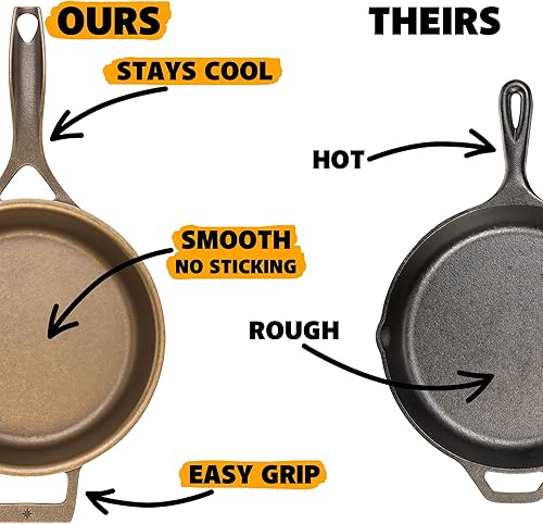 Miniatura 3 de Stargazer Cast Iron Sartén - Fabricado en Estados Unidos, acabado antiadherente sazonado y suave, distribución uniforme del calor, ligero y fácil de