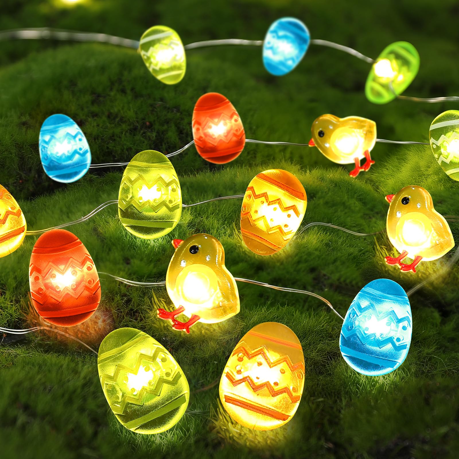 Coquimbo Easter Egg String Lights, Battery Operated LED Easter Decorations for Home, 10ft 30LED Indoor Outdoor Spring Holiday Lights for Party, Fireplace, Window, Kids Room