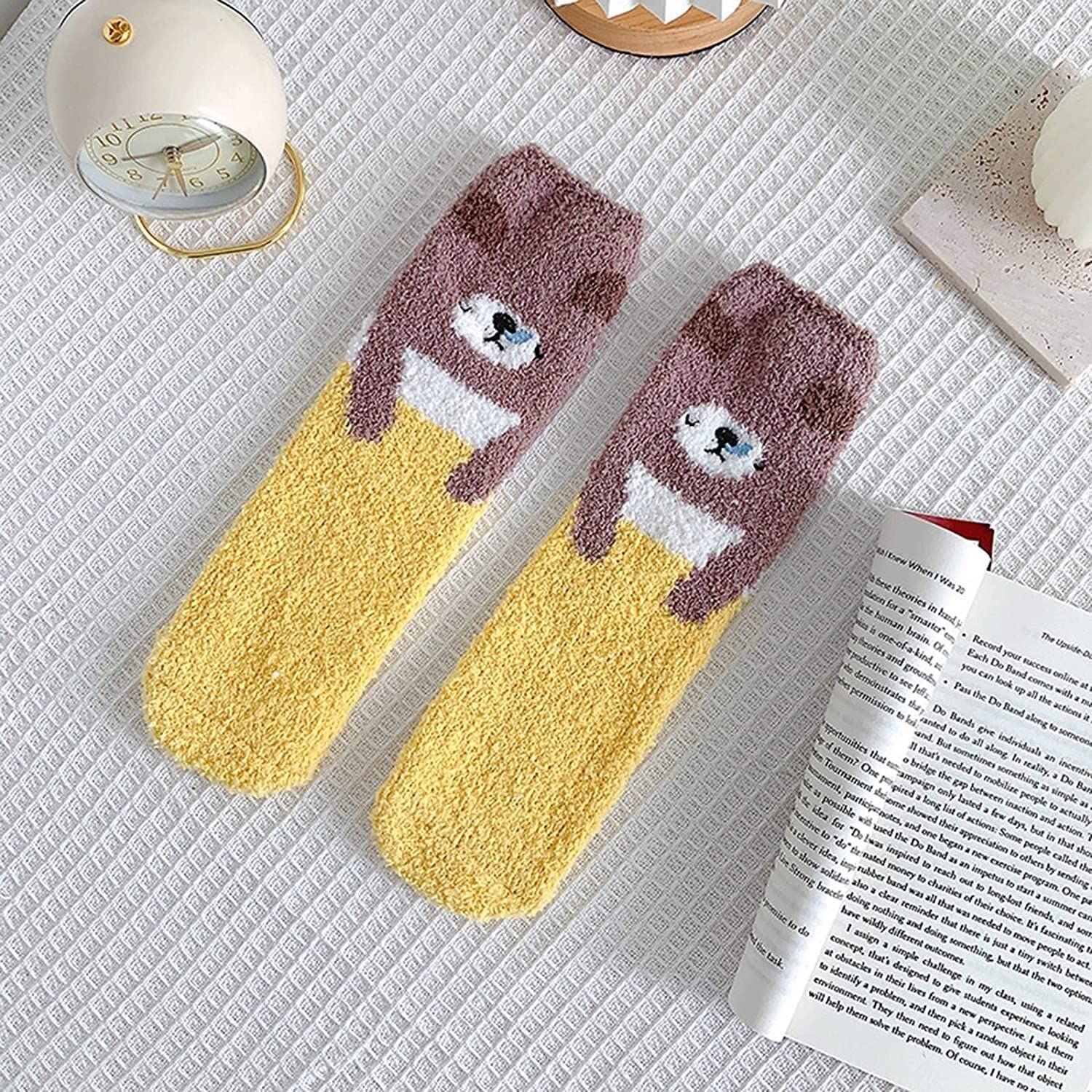 Calcetines Termicos 2 Pares De Calcetines Térmicos Con Patrón De Oso Para Dormir, Para Invierno, Para Mujer, Esponjosos, Súper Suaves, Cálidos, Gruesos, Acogedores Y Peludos Calcetines Invierno