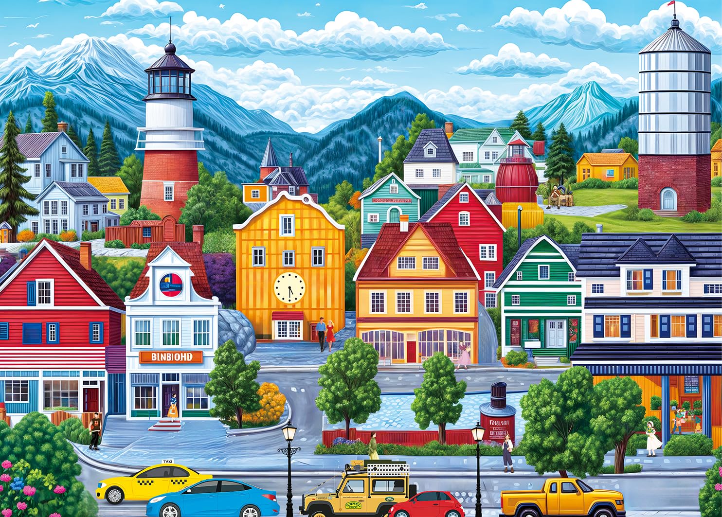 Puzzles 1000 Pieces for Adults jigsaw puzzles for adults-Colorful Houses & Town Charm-1000 Piece Puzzle Classic Educational Games Beautiful Decoration Puzzle