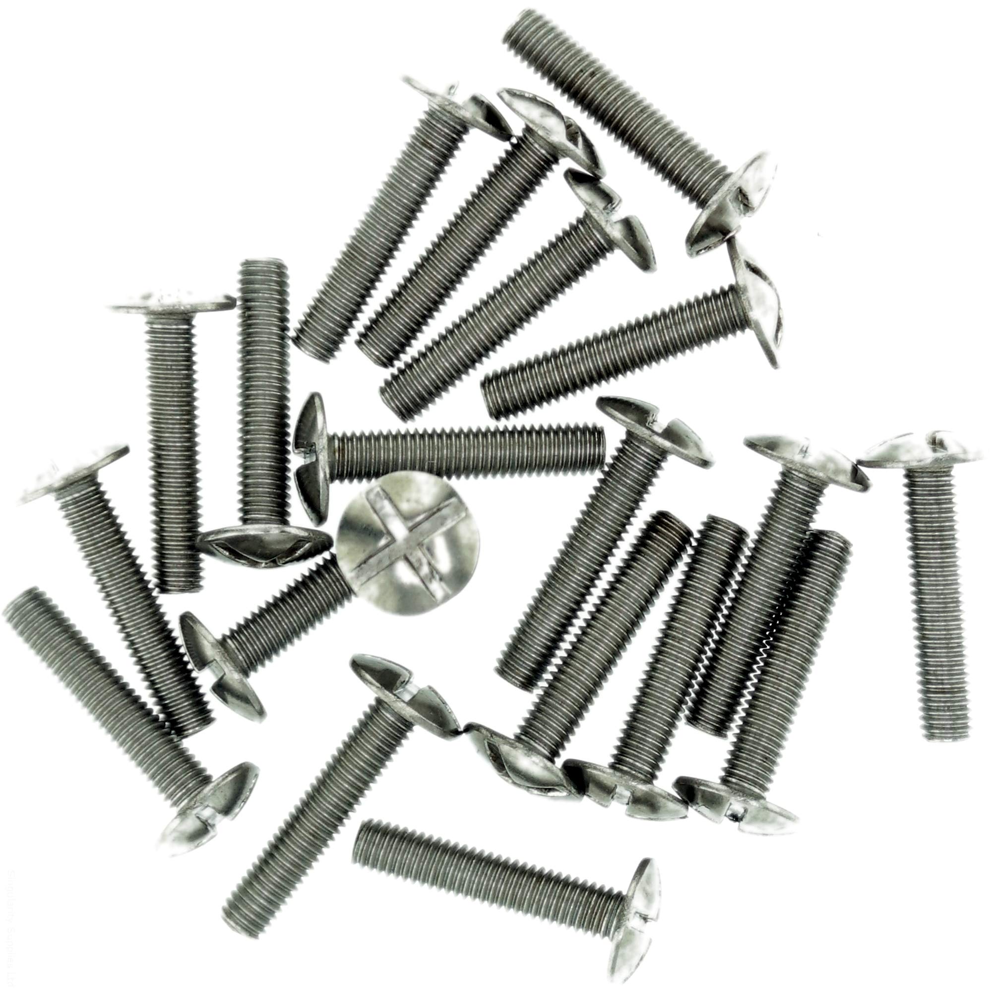 Singularity Supplies M4 (4Mm X 40Mm) Slot Mushroom Machine Screw (Bolt) (Crossed) - Stainless Steel (A2) (Pack Of 20)