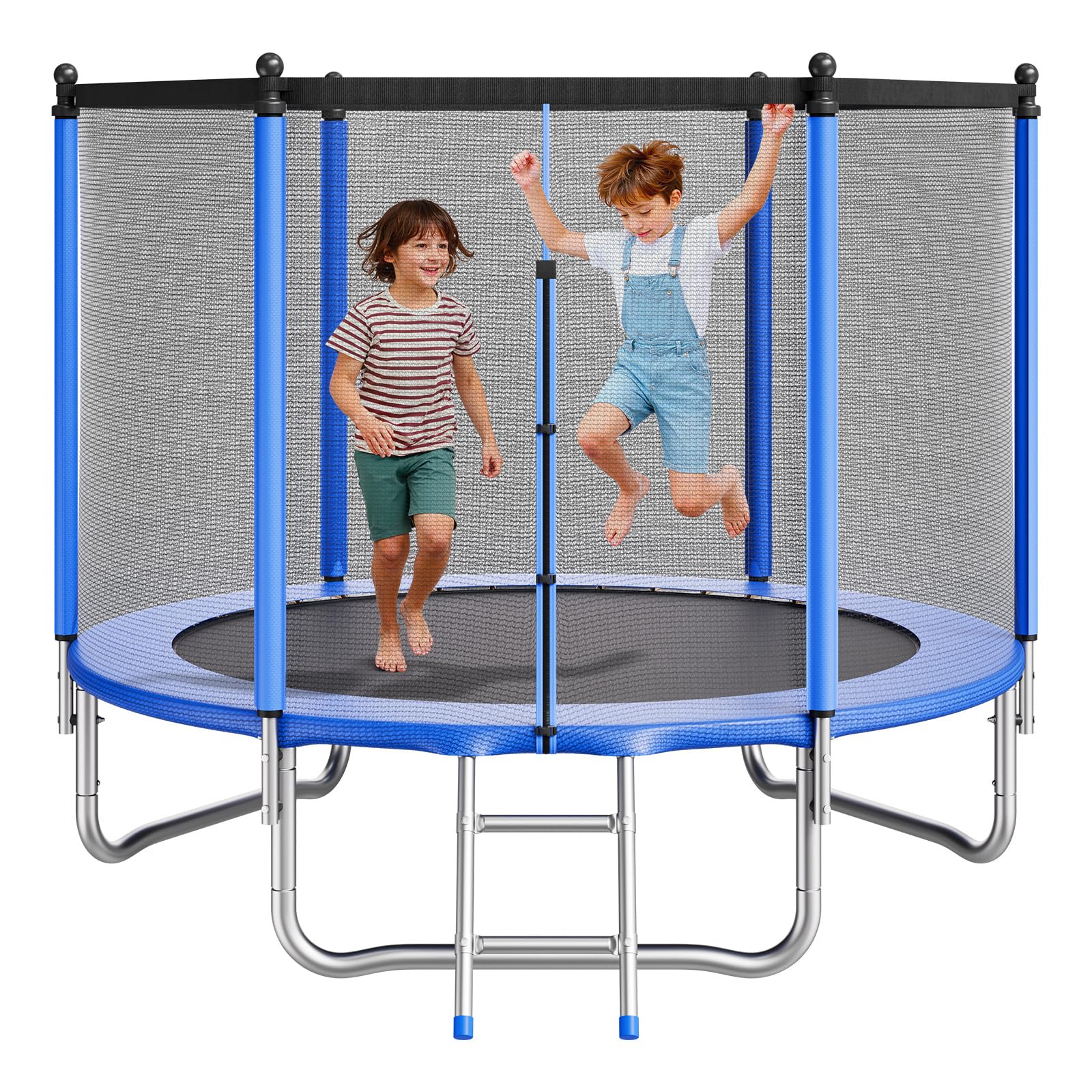 VEVOR Trampoline d'extérieur, 244 x 244 cm, Trampoline de Loisirs antirouille Rond avec Filet de sécurité et Cadre en Acier, certifié ASTM, capacité de Charge maximale 120 kg, pour Enfants et Adultes