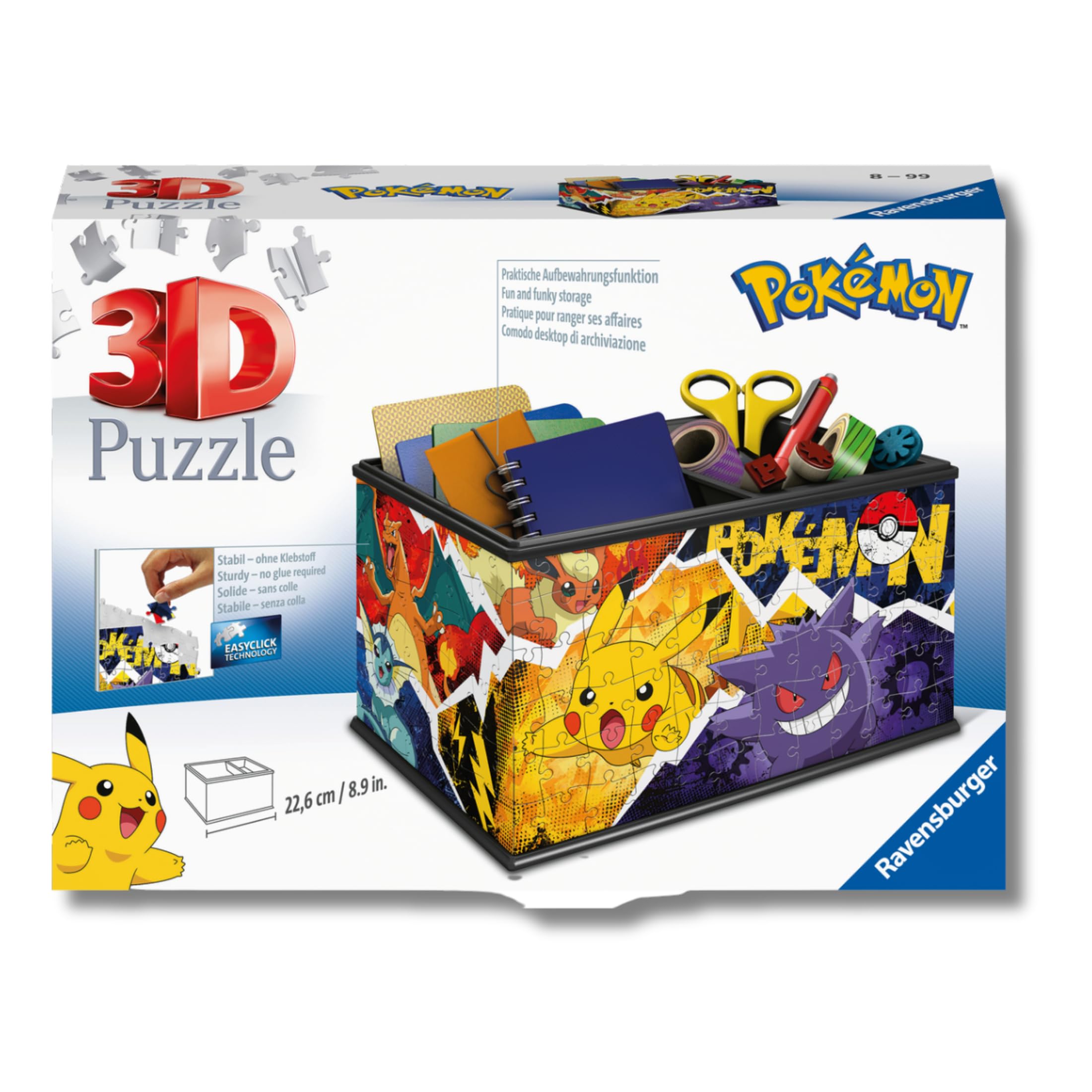 Ravensburger - Puzzle 3d Pokemon Storage Box | Puzzle 3d Bambini A Partire Dagli 8 Anni | Modellismo Da Costruire Bambini Di 216 Pezzi | Regalo Bambino 8 Anni E Più