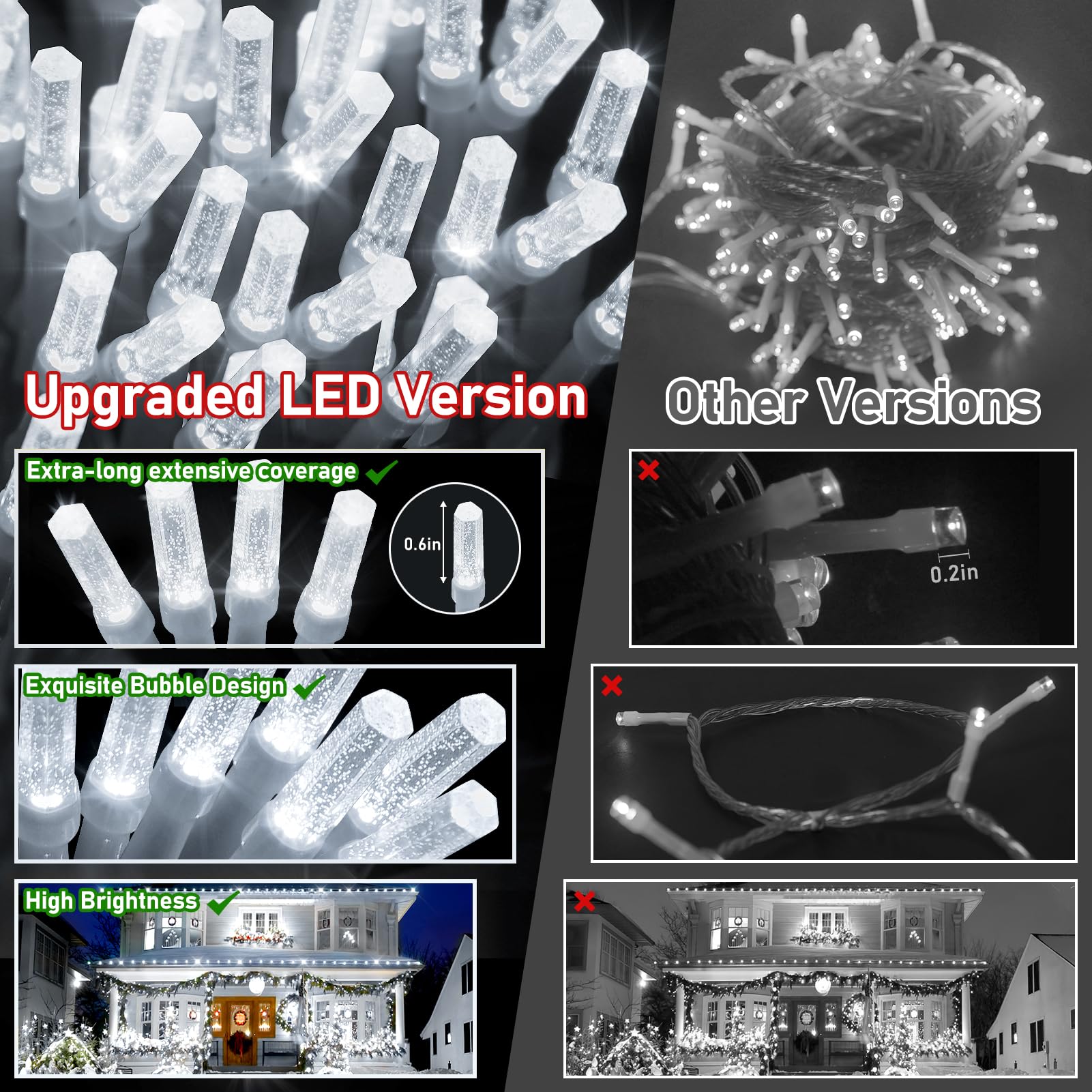 XURISEN Upgraded 403FT 1000 LED Christmas Lights Outdoor, Super Long String Lights 8 Modes & Memory Timer Plug in Fairy Lights for Home Xmas Tree Party Wedding Decor -Cool White