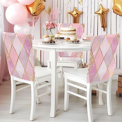 Miniatura 5 de College Chic Pink and Gold Decorative Chair Protectors Covers for Dining Room Washable Bar Chair Covers Protector para sillas comedor Set of 6