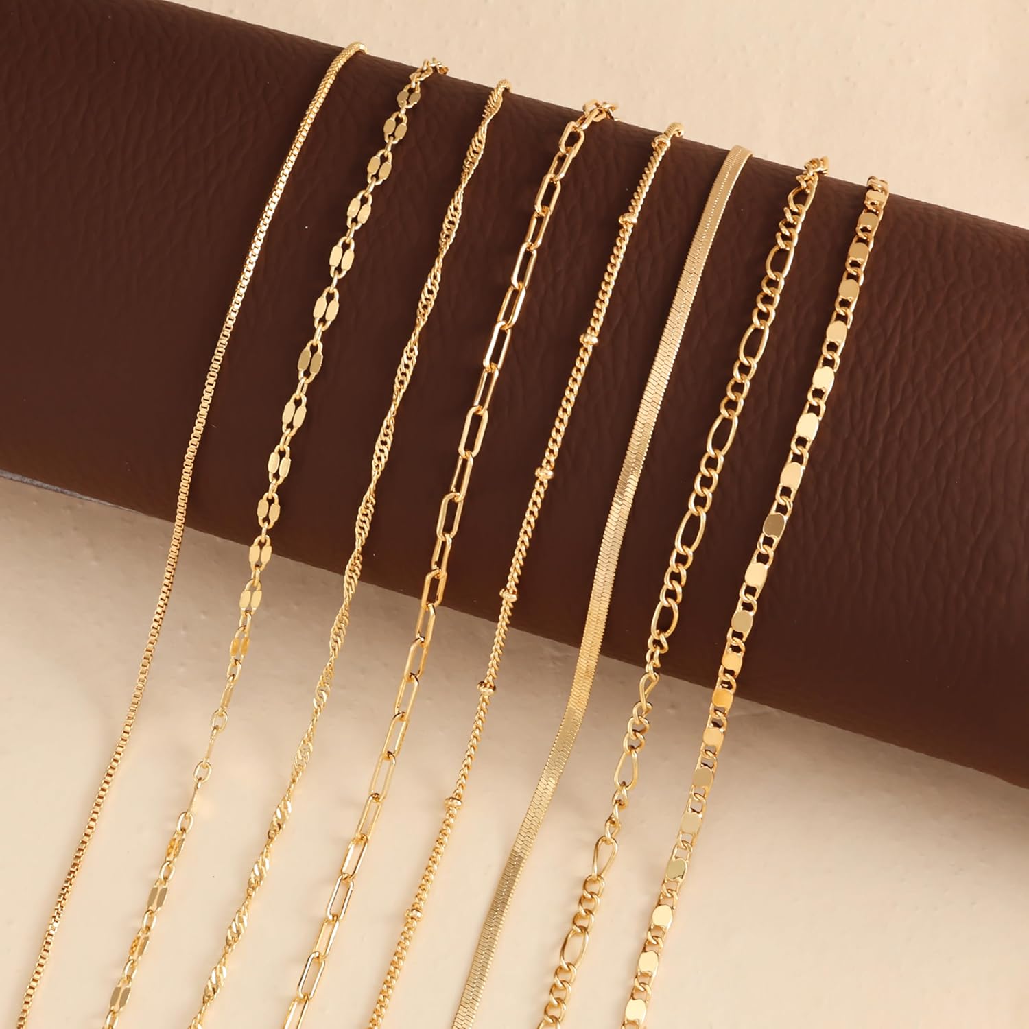 Tewiky Waterproof Gold Bracelets for Women Non Tarnish - Dainty Stack 14K Gold Plated/Sterling Silver Chain Bracelets Set Adjustable Trendy Jewelry for Women - Image 5