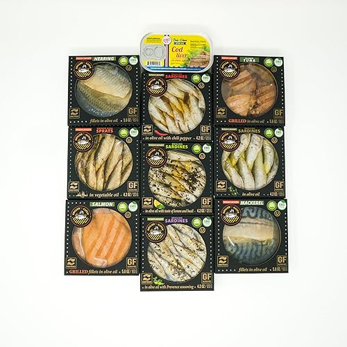 Miniatura 7 de Grilled Catch - Paquete variado de 5 sabores Sampler Wild Caught Brisling Sardinas en aceite de oliva, 4.2 onzas (paquete de 5)
