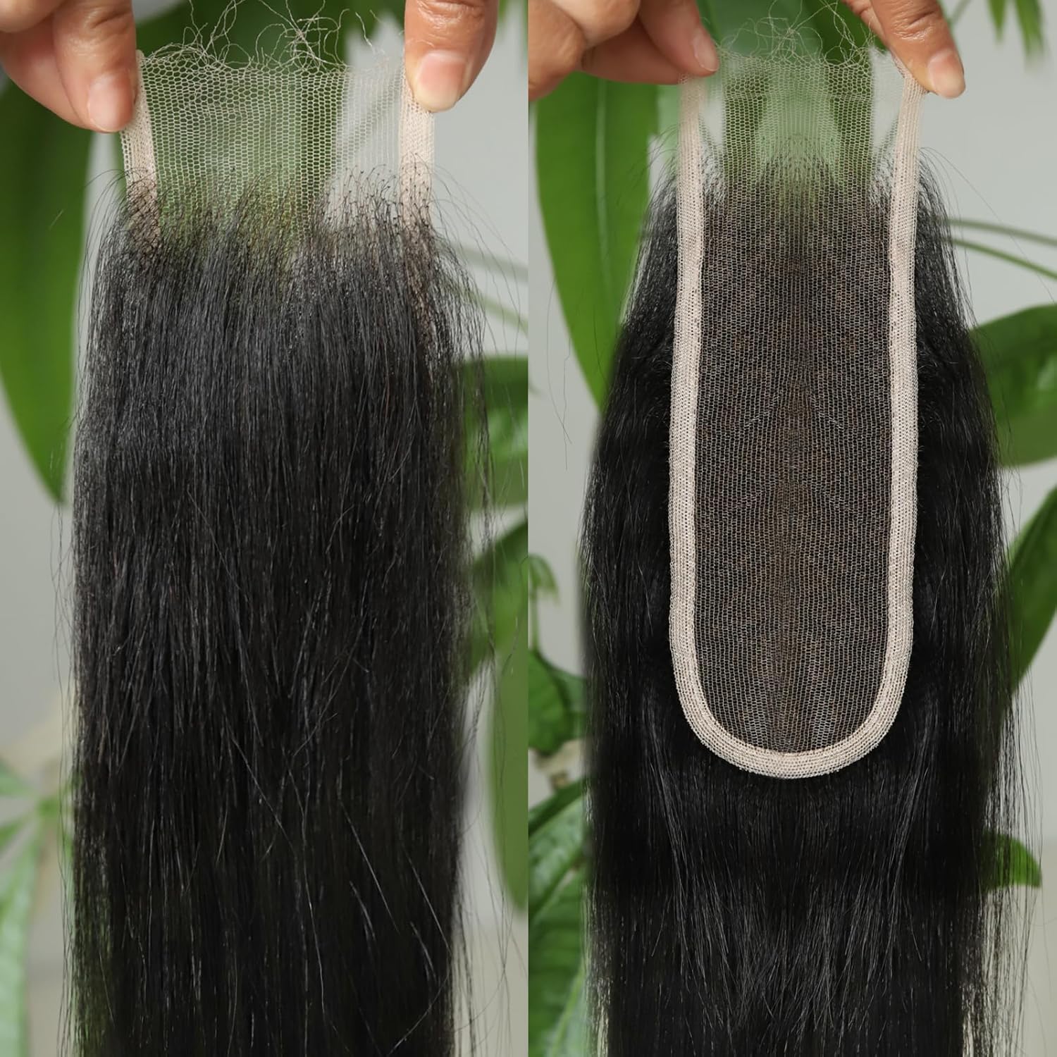 BEEOS Yaki Straight 2x6 SKINLIEK Real HD Lace Closure, 0.1mm Ultra-thin Invisible Lace Pre-Plucked Bleached Knots Human Hair Closure 20 Inch