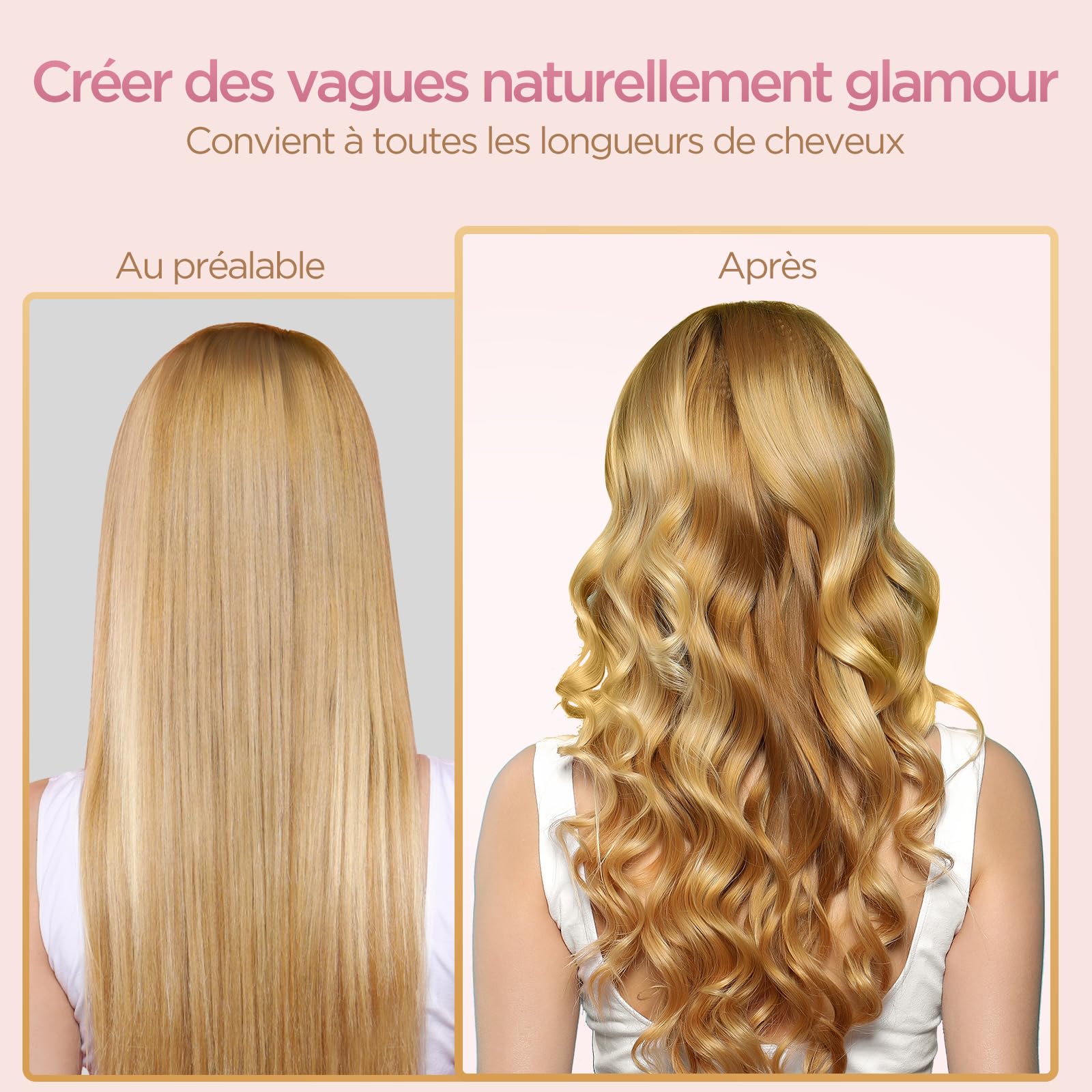 BESTOPE MIX 25mm Boucleur à Cheveux Multi-Températures pour Grosses Boucles, Fer à Boucler à Chauffe Rapide avec Réglage Précis de la Température Tous les Cinq Degrés