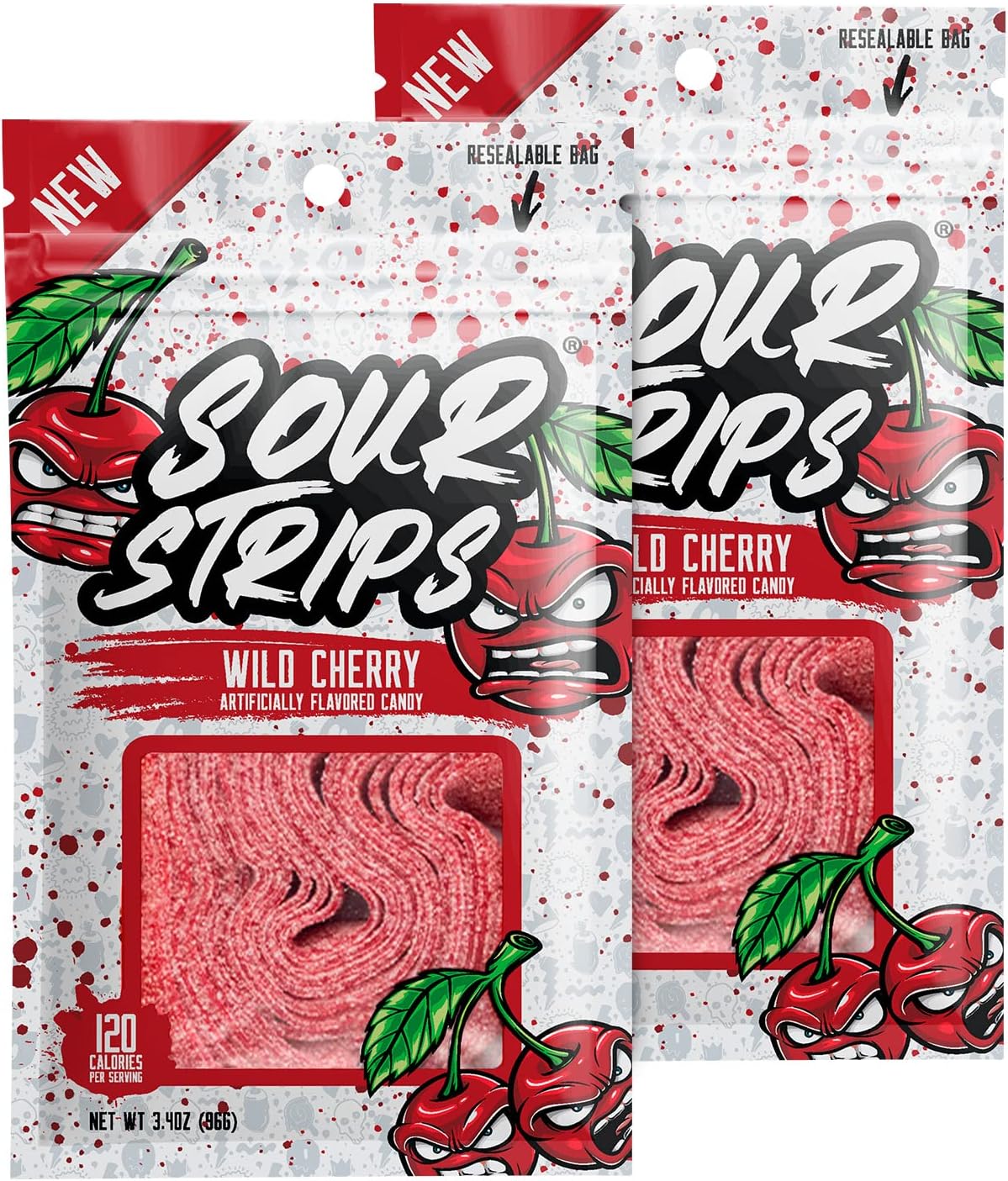 Wild Cherry Flavored Candy | Deliciously Chewy Belts Vegetarian Candies, 12 per Pack, 2 Pack