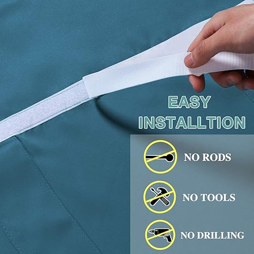 Miniatura 8 de Turquoize Tricia - Cortinas para ventana de puerta con aislamiento térmico, cortinas blackout para puerta francesa, bolsillo para cortinero, 26x68