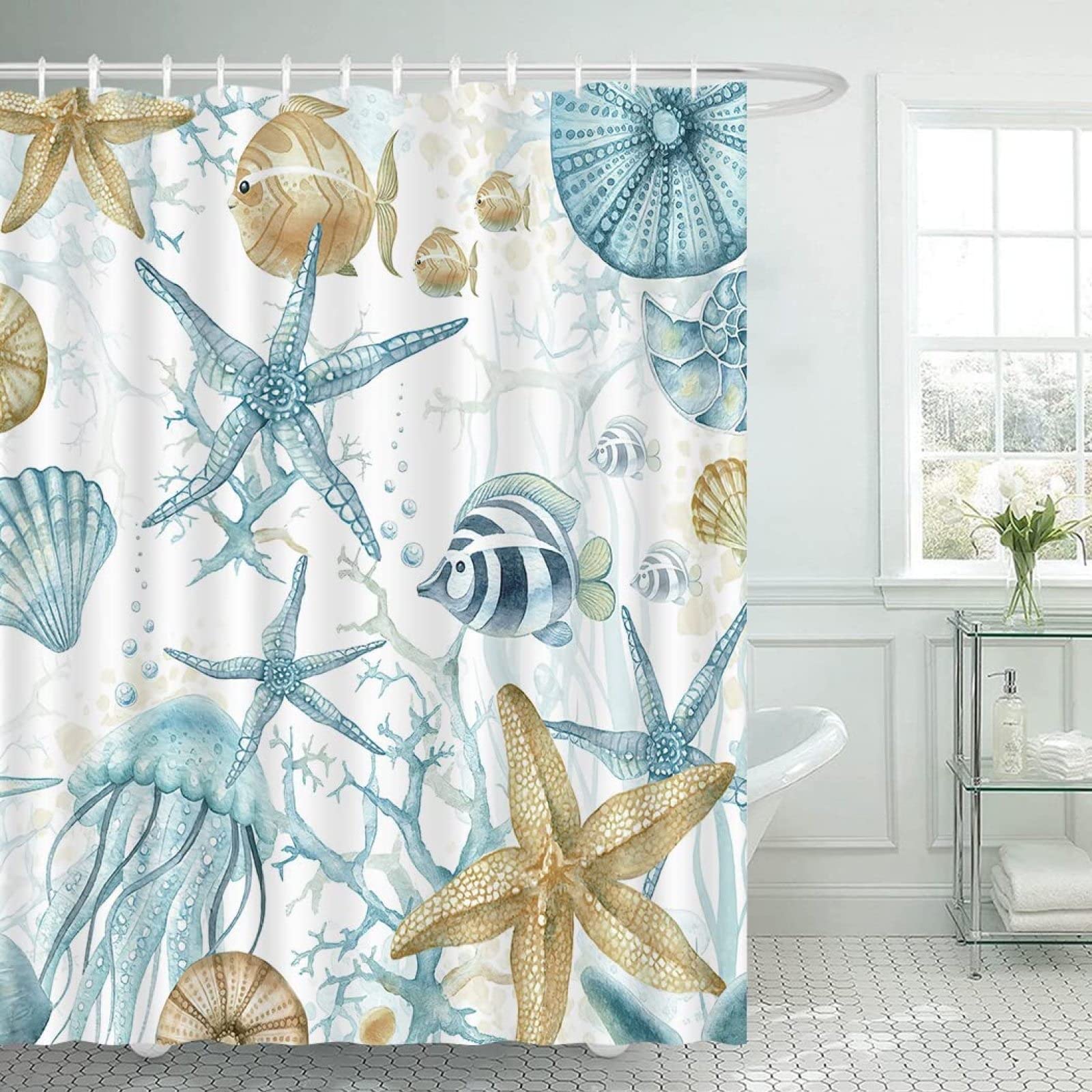 Stylischer Duschvorhang Mit Seestern-Motiv - 100x200 Cm, Wasserdicht & Schimmelresistent