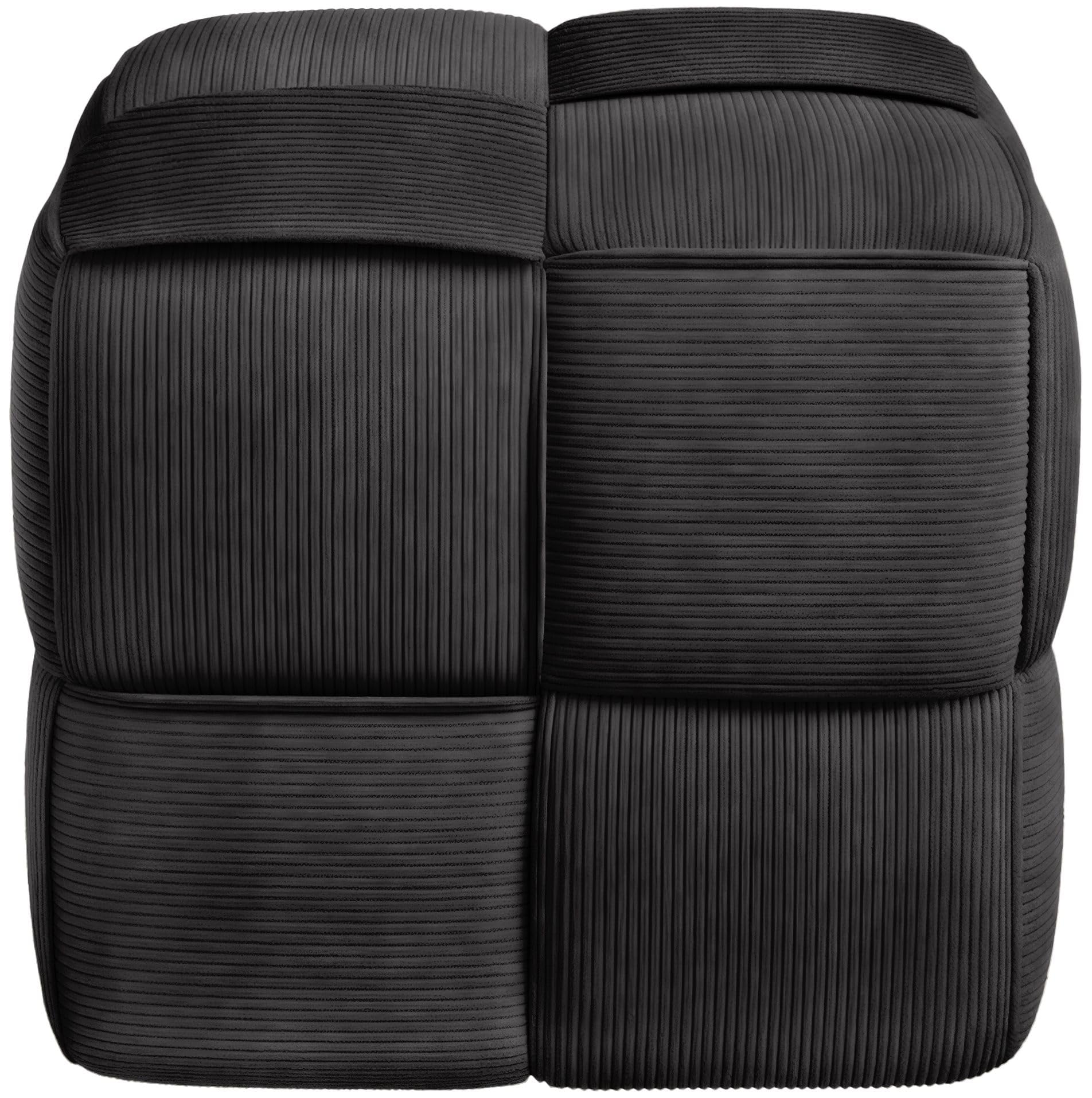 CLP Sitzhocker Cord Forinta, modernes quadratisches Design, bequemer Hocker, Fußhocker, Sitzwürfel für Wohnzimmer & Schlafzimmer, Farbe:dunkelgrau