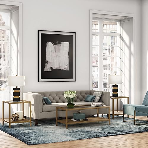 Miniatura 27 de Henn&Hart Mesa de centro redonda de 36 pulgadas de ancho en bronce ennegrecido, mesas de centro modernas para sala de estar, artículos esenciales