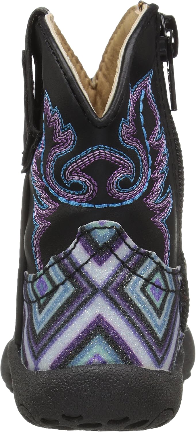 ROPER Kids Girls Glitter Diamonds Square Toe Casual Boots Mid Calf - Black, Blue