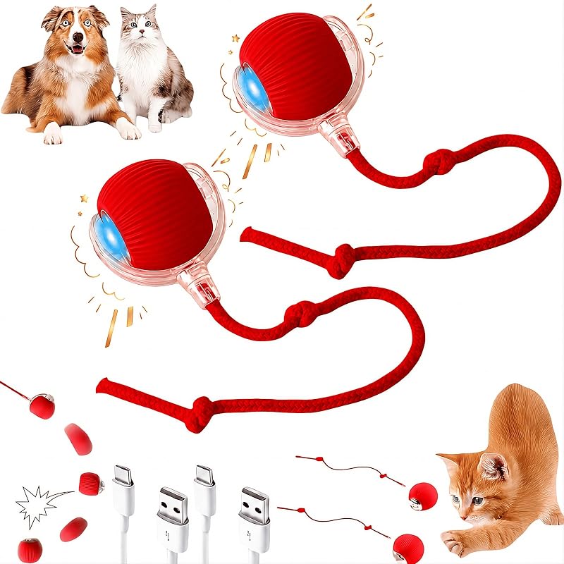 Brinquedo interativo automático para gatos e cães, bola rolante com 3 modos Generic, 2 bolas vermelhas
