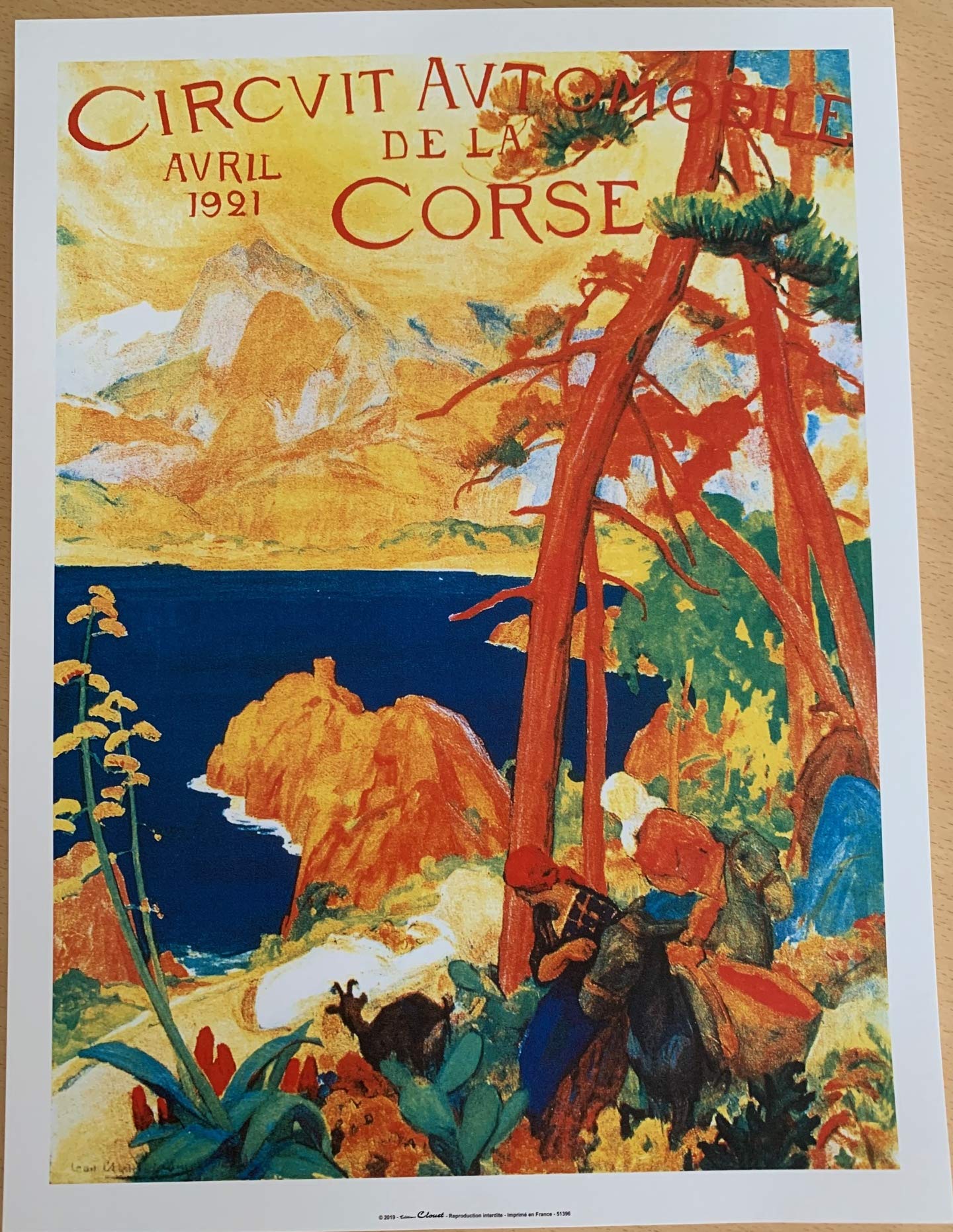 Affiche Circuit Automobile de la Corse 1921 en 30x40cm | Impression premium d'art rétro