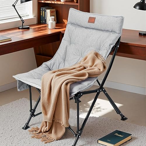 Miniatura 2 de Silla platillo para adultos, portátil, plegable, cómoda, para dormitorio, lectura, sala de estar, con bolsa de almacenamiento