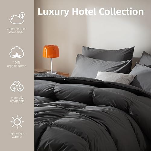 Miniatura 2 de Edredón de plumas de ganso tamaño Queen, relleno de edredón 100% algodón orgánico, relleno de edredón de lujo para todas las estaciones con diseño