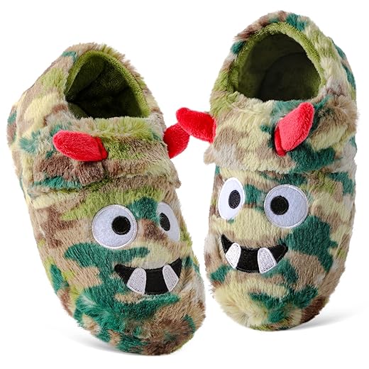 Kids Slippers Cute Animal Cartoon Shoes Boys Girls Slip-on House Slippers with Memory Foam Plush Warm Winter Home Slippers