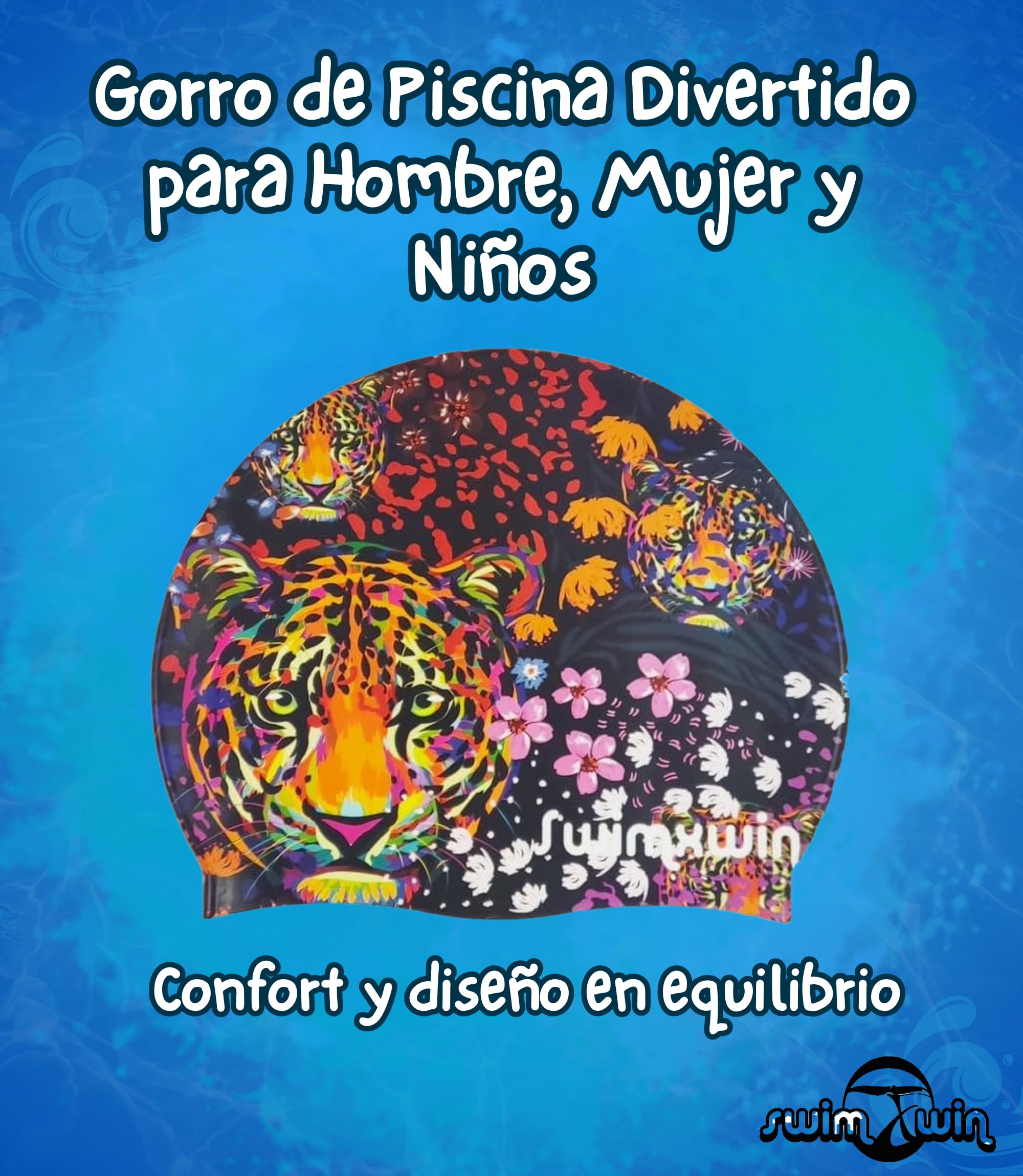 Leopard Gorro Natacion Silicona Piscina Mujer Nina Unisex Desde 5 Anos Diseno Leopardo Original Colorido Entrenamiento Aquagym Waterpolo Regalo Deportivo Familiar Pro
