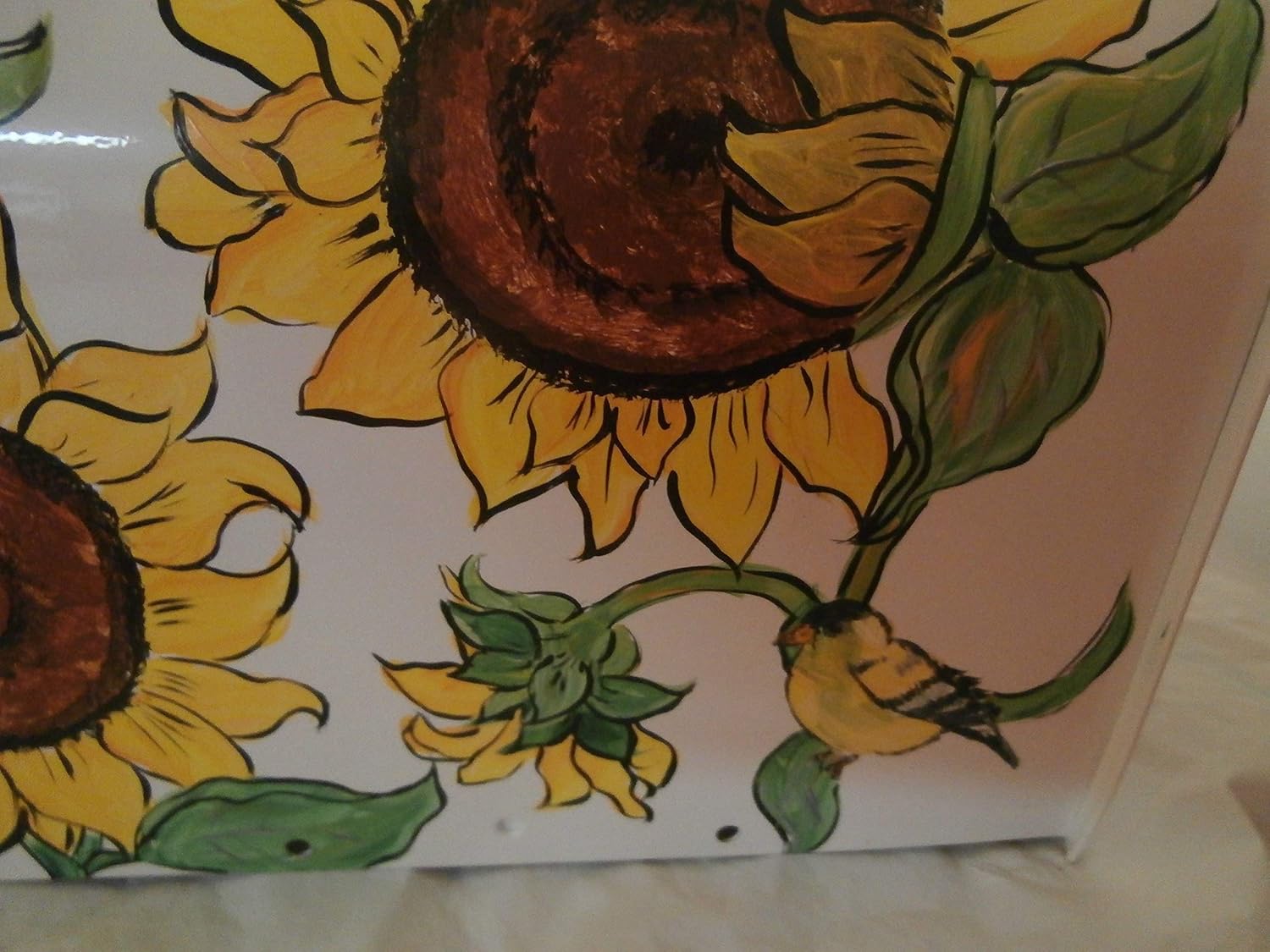 Hand Painted Standard Metal Mailbox in Sunflowers and Birds