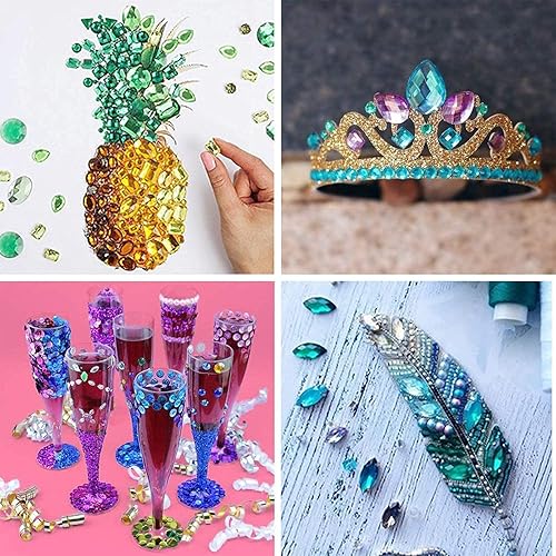 Miniatura 7 de 1200 diamantes de imitación acrílicos con parte trasera plana, 12 gemas de diferentes formas para manualidades, joyas de piedras preciosas para