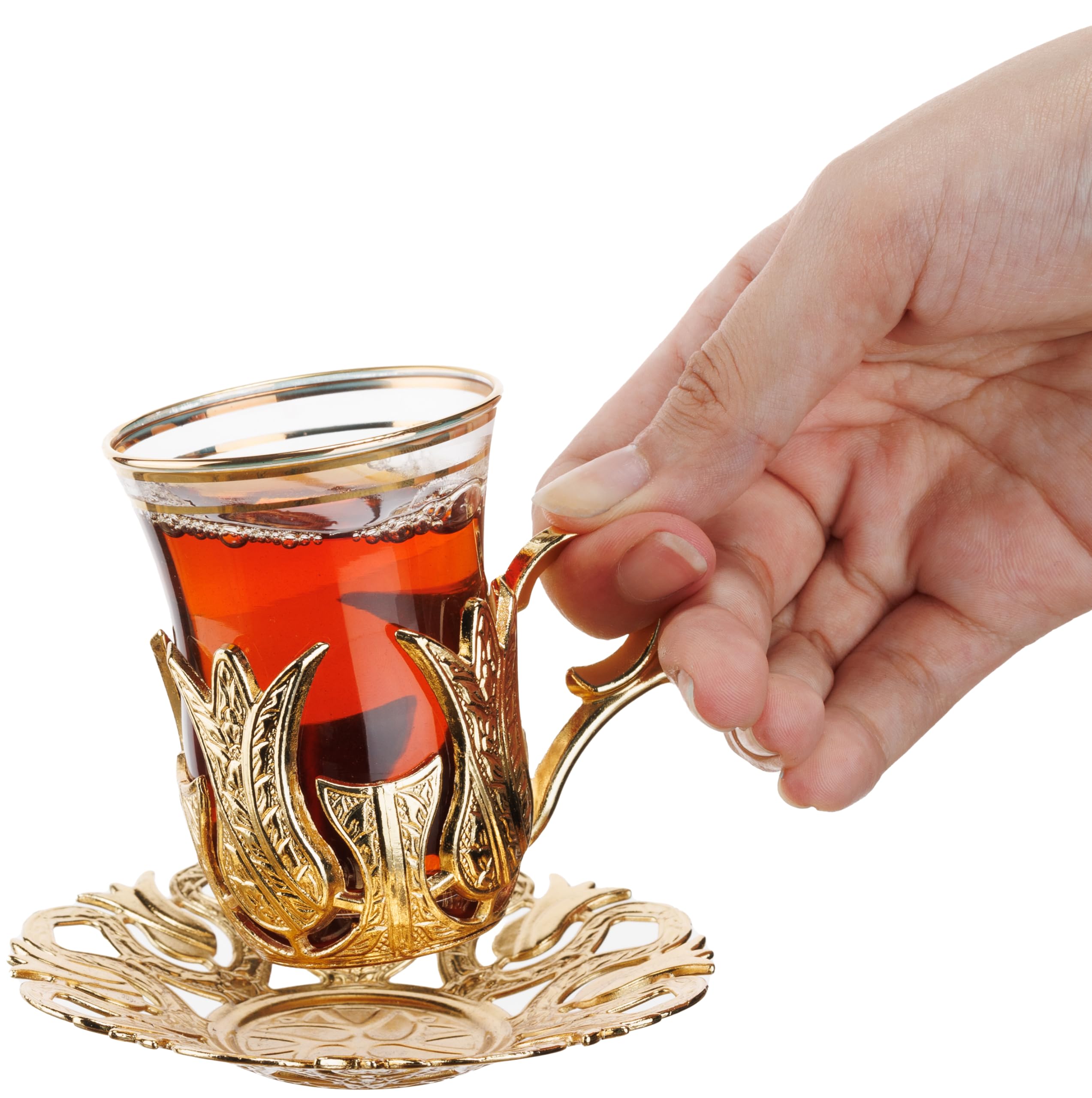 Set di Bicchieri da Tè Turchi Demmex - Portabicchieri in Ottone