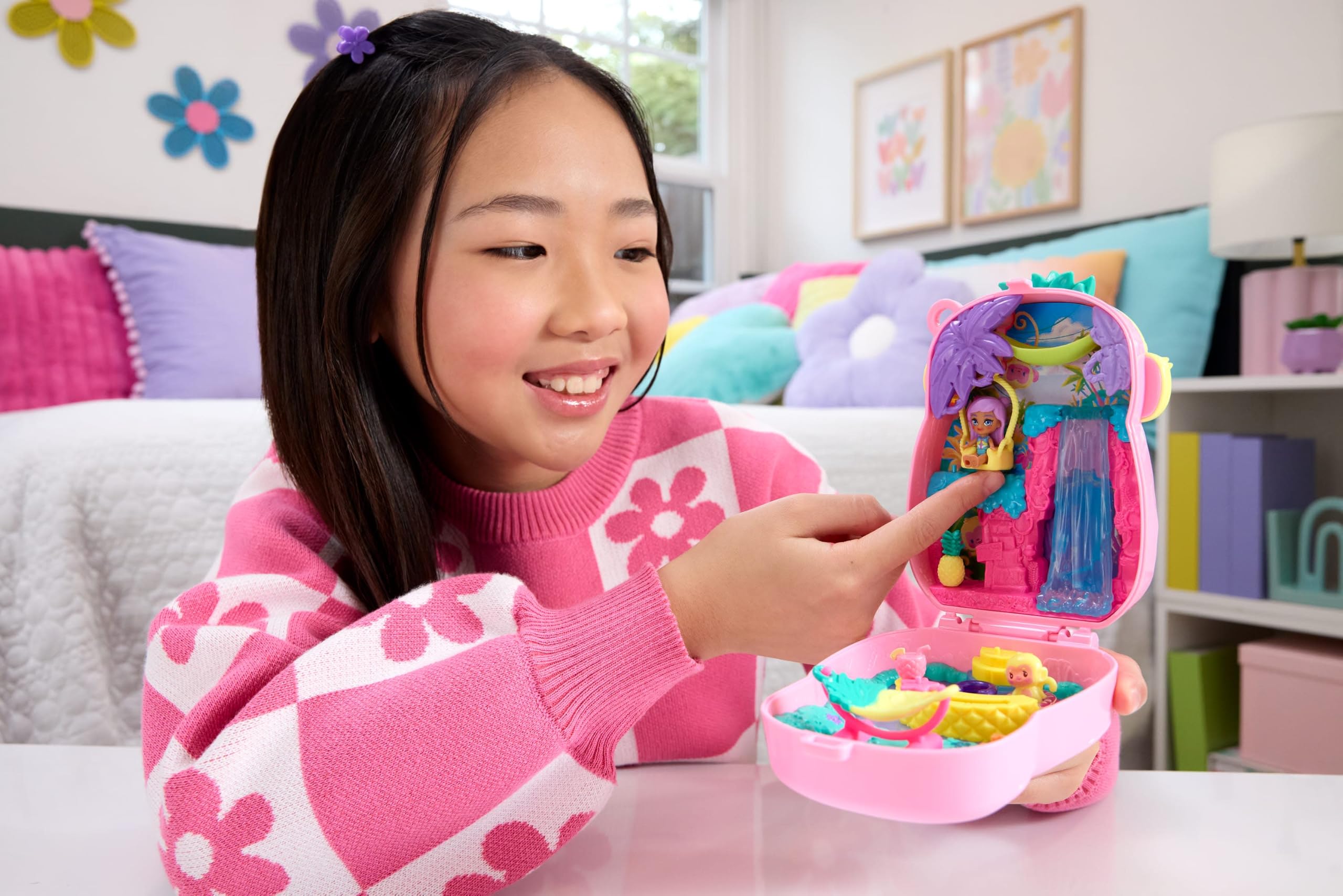 Polly Pocket Pineapple Monkey: compacto com micro boneca, 7