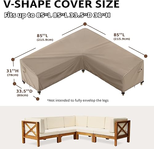 Vista 66 de iBirdie Funda modular para exteriores de 85 x 85 pulgadas, 84 x 84 pulgadas, 83 x 83 pulgadas, 82 x 82 pulgadas, en forma de L, impermeable, Negro