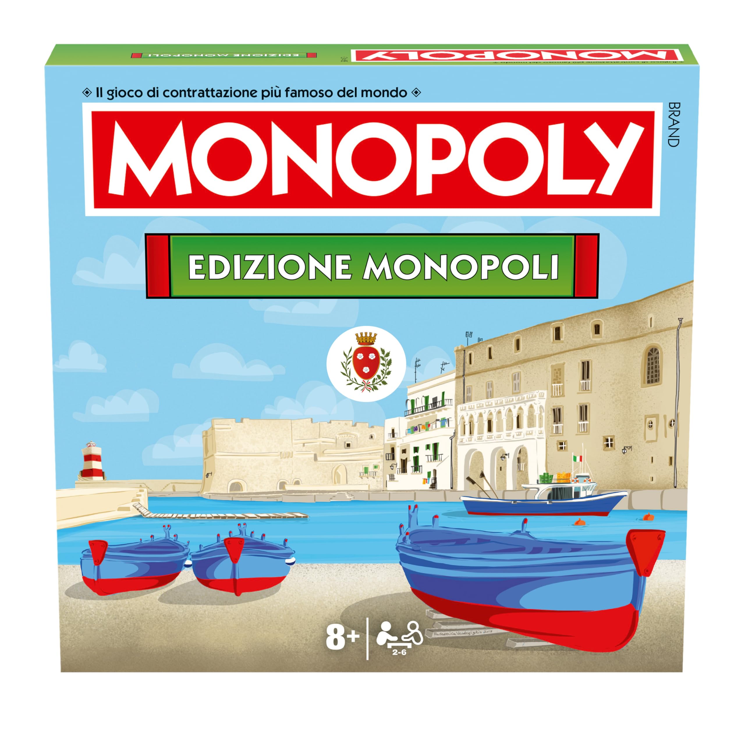 Monopoly Classico Italiano Edizione Città di Monopoli - Gioco da Tavolo per 2-6 Persone, Adulti e Bambini, Età 8+