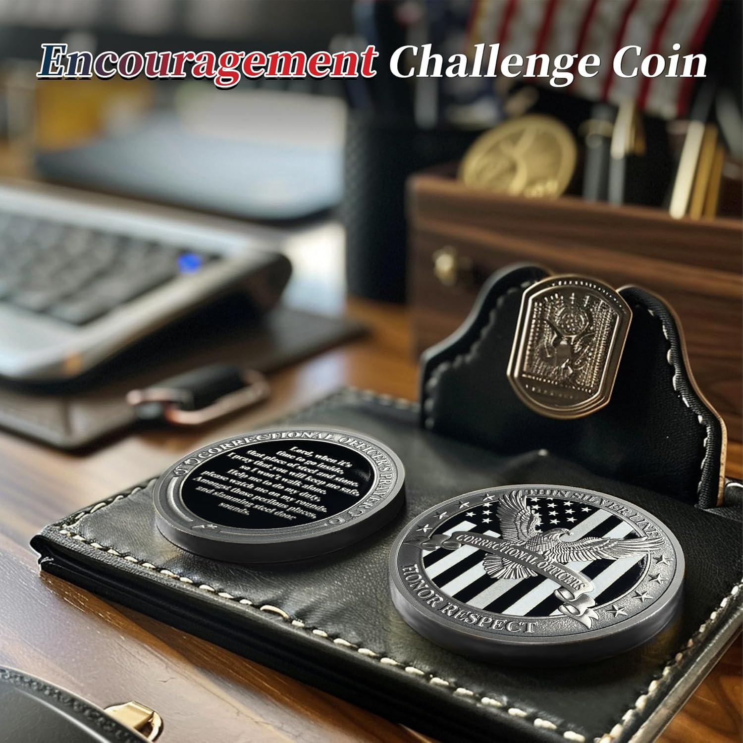 10PCS Eagle Thin Silver Line Challenge Coin - Correctional Officer Prison Police Thin Gray Line Token Medallions - Thank You Law Enforcement Corrections Officer Gifts - Honor US Correctional Officers