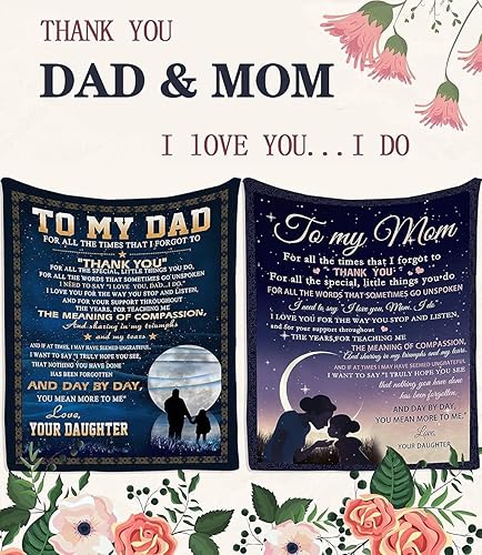 Miniatura 4 de Manta de franela polar de 50 x 40 pulgadas, manta de regalo de cumpleaños con texto en inglés "To My Dad from Daughter", regalo de feliz día del