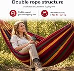 Canvas Hammock 500 lbs Single Camping Hammock Upgraded Thickened Durable Canvas Fabric Super Light and Easy to Carry for Outdoor Indoor Camping Beach and Tree Hanging (Rainbow Colours)