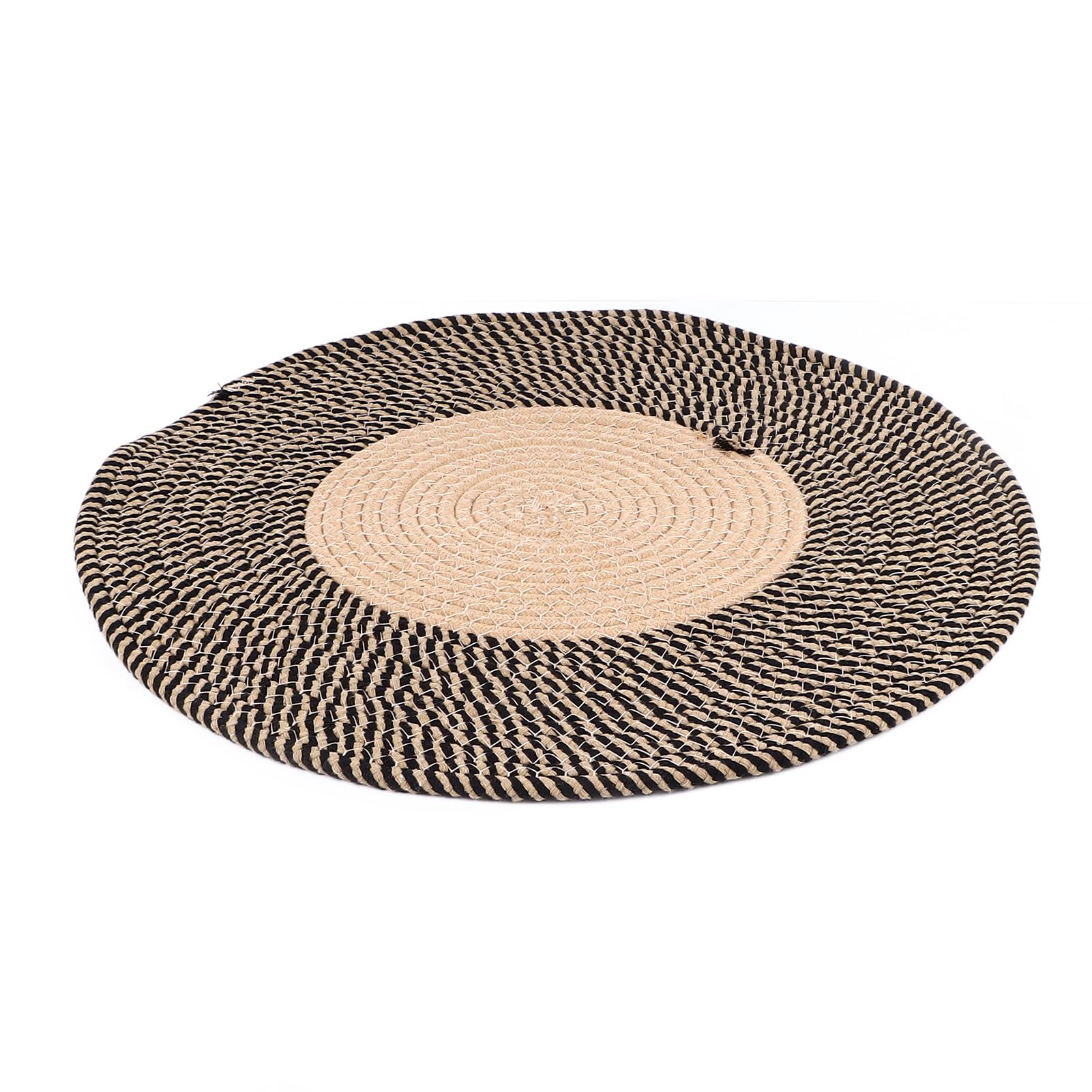 Alfombra de yute resistente, redonda, retro, para zonas sensibles, elegante, reversible, para comedor (45 cm)